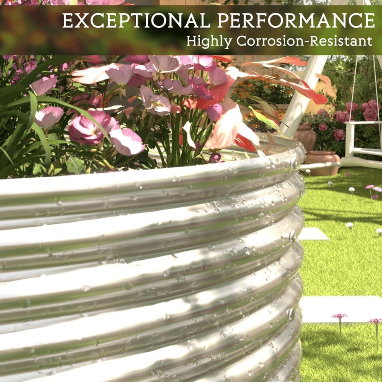 2 Pack 8x2FT Tall Galvanized Raised Garden Bed Outdoor,Metal Garden Bed for Vegetables,Steel Raised Beds for Gardening,Above Ground Garden Box for Flower-DW5