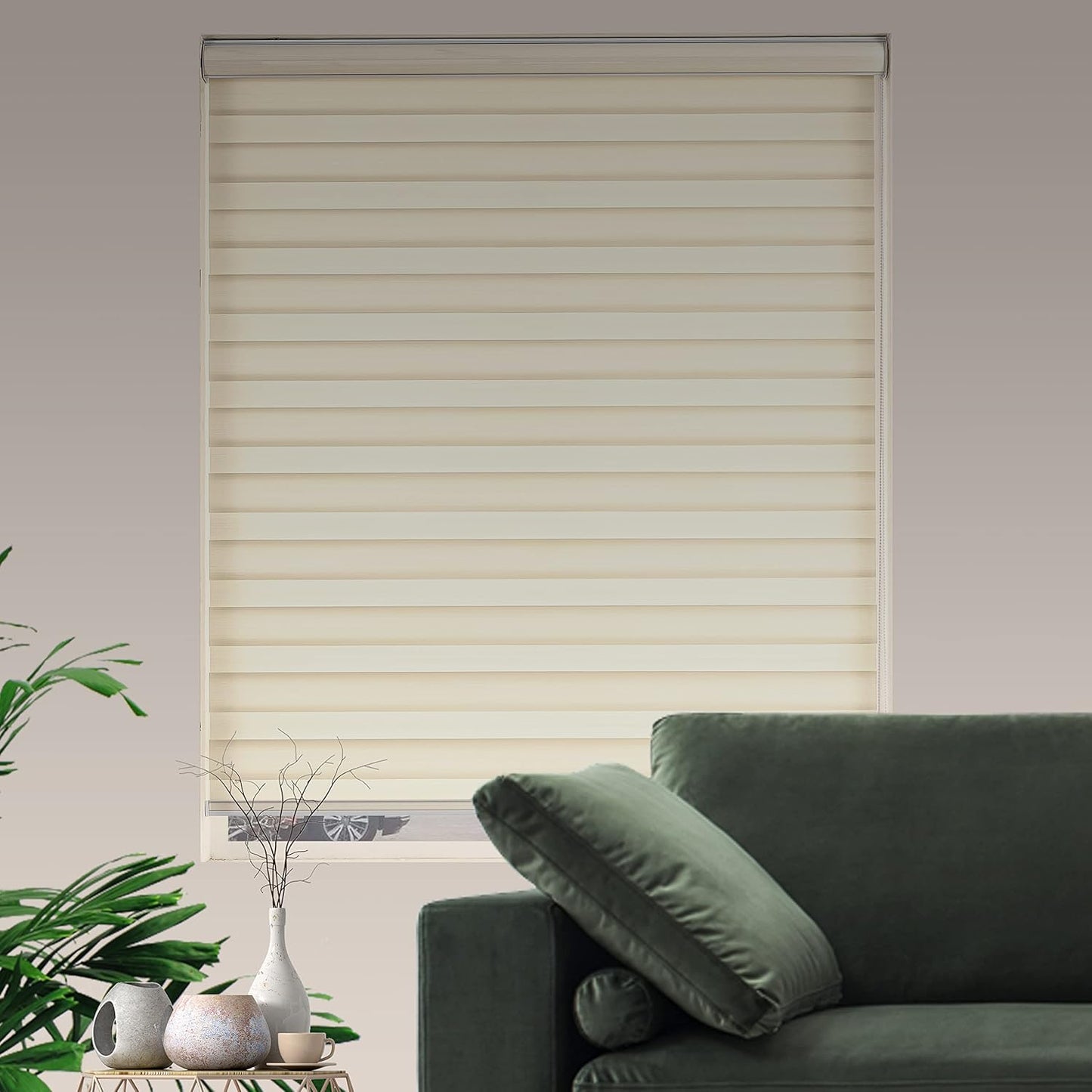 Zebra Blinds Window Blind Zebra Shade Blinds for Windows Roller Sheer Shades Privacy Light Filtering Shades for Home Kitchen Bathroom (Width 57'' X Height 72'' Cream)