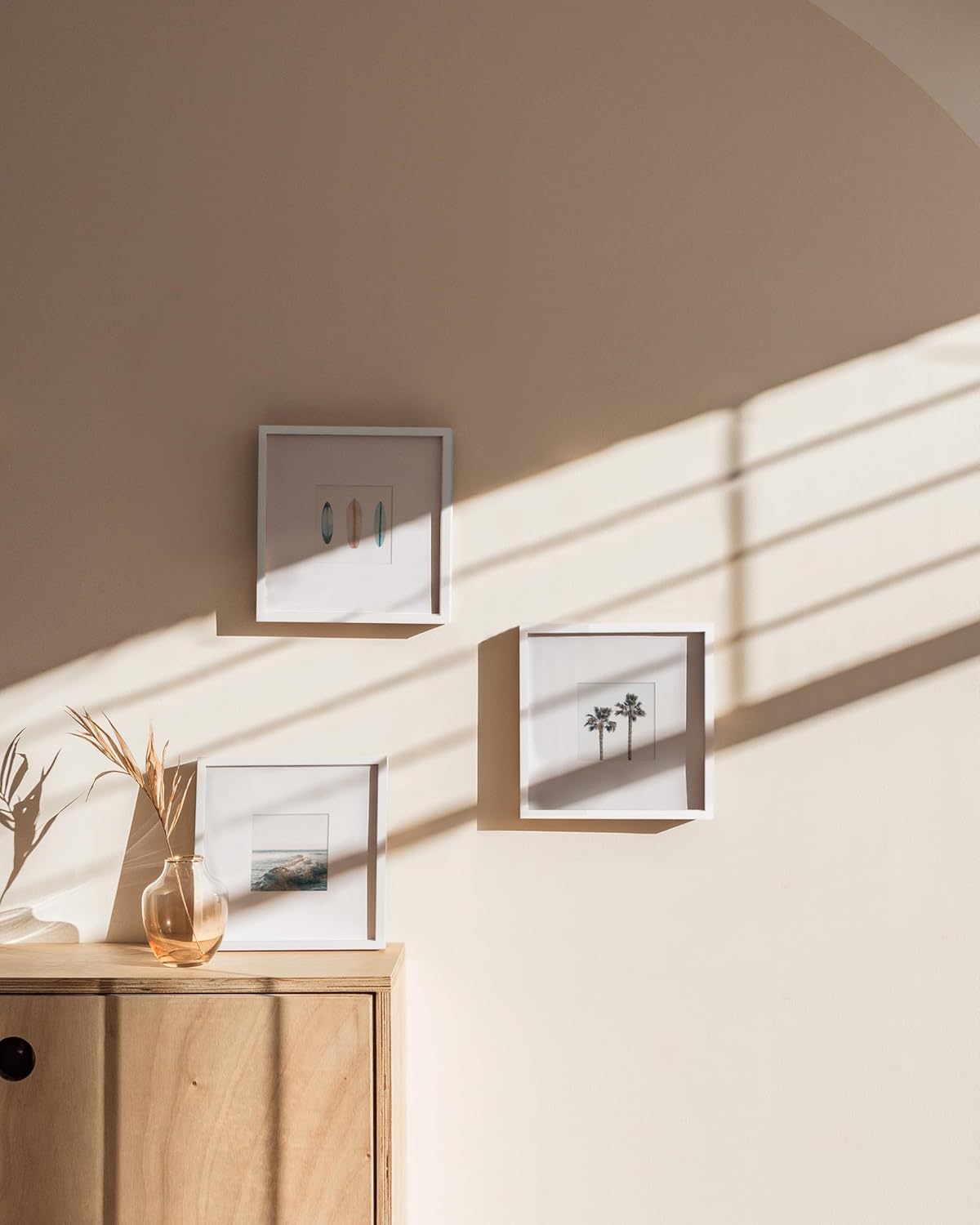 HAUS AND HUES 8x8 White Metal Picture Frames Matted to 4x4 - Features Premium Aluminum, Shatterproof Plexiglass - Ideal for Home, Room, Office (8x8 in, White, Set of 3)