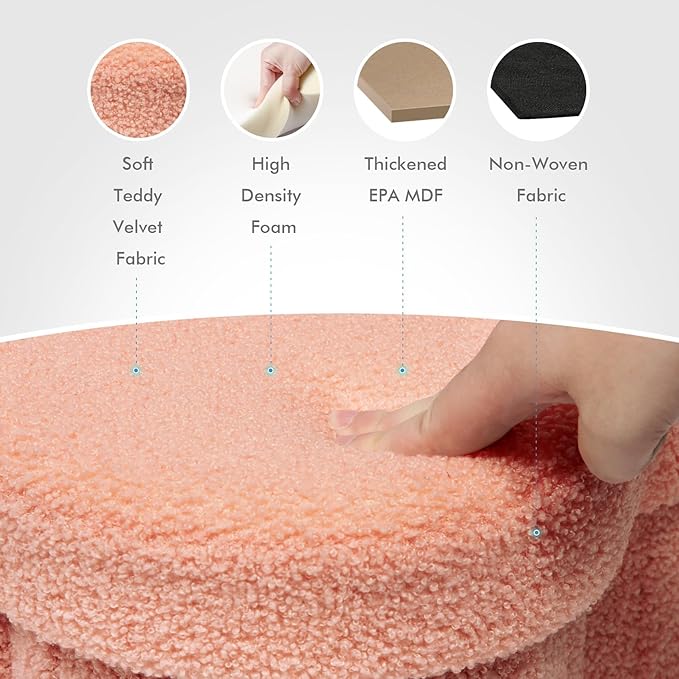 B FSOBEIIALEO Storage Ottoman Cube, Flowers Shaped Ottomans with Storage Foot Stool Footrest for Lving Room, Boucle Ottoman Seat for Dorm Room,Faux Teddy Fur, Orange 12.6"x12.6"x12.6"