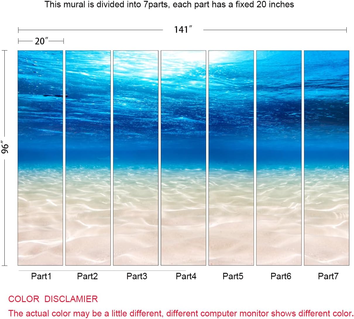 Undersea Landscape Wall Mural Deep Sea Natural Wallpaper for Bedroom Living Room (Not Peel n' Stick)