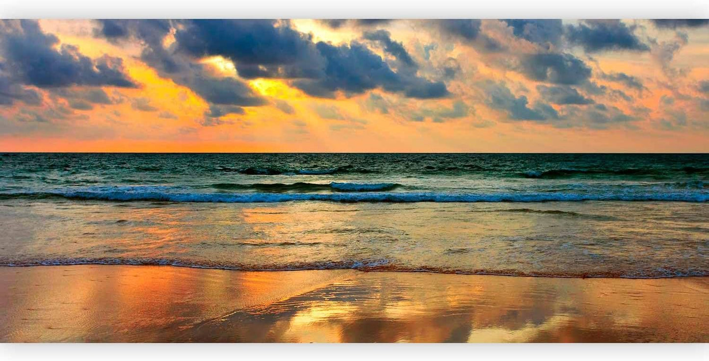 artgeist Wall Mural Nature 216x98 in - XXL Non-Woven Corner Wallpaper Fleece Angle Wall Decor Photo Print Picture Water Waves Birds Sunset Landscape c-B-10179-a-a