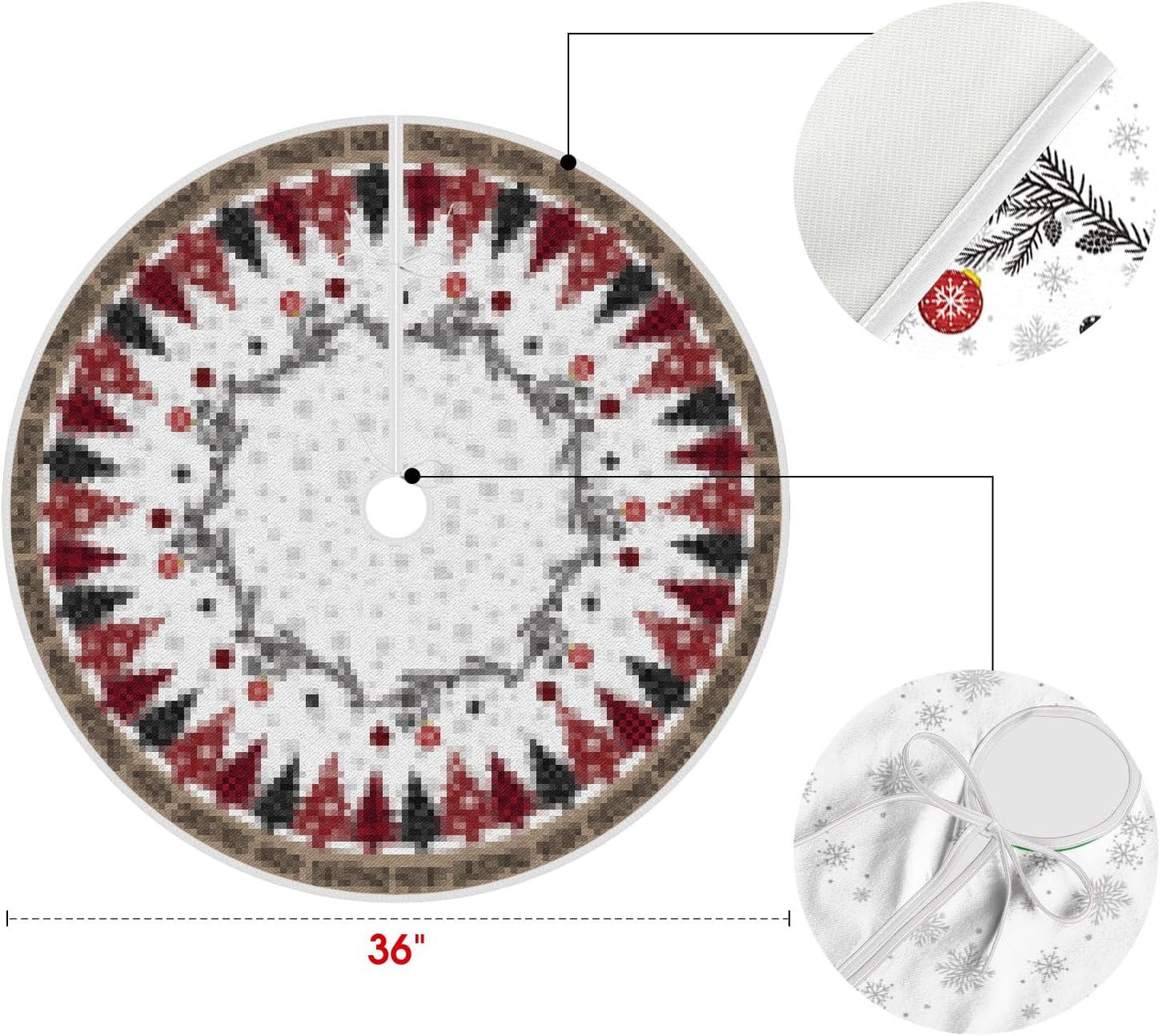 AVOIN colorlife Merry Christmas Christmas Tree Skirt 36 Inch, Christmas Ornaments Snowflake Winter Holiday Tree Mat Decoration