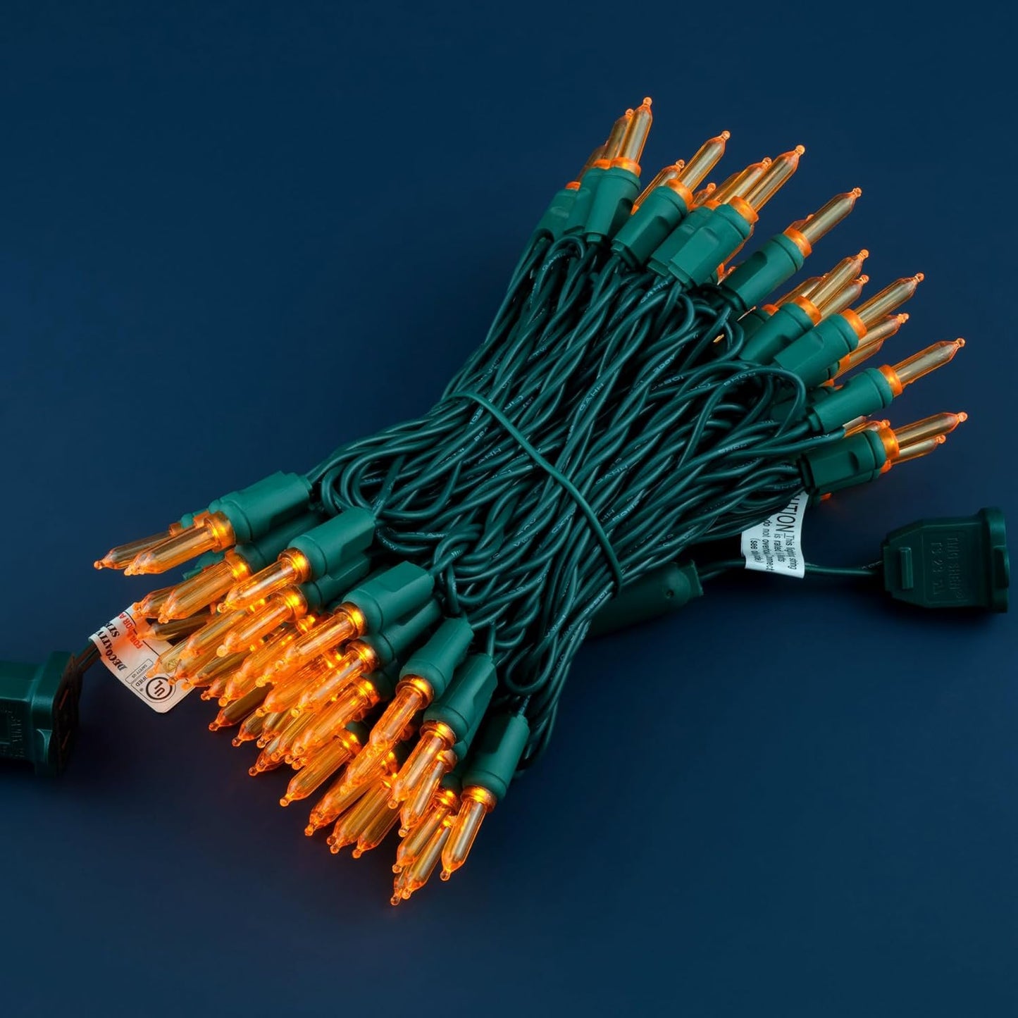 100 Orange One-Piece LED Christmas Lights, 33 ft Green Cord High Waterproof UL Certified T5 Outdoor String Lights (Orange)