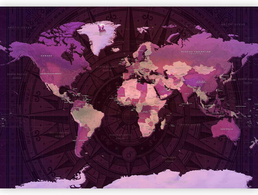 artgeist Premium Wall Mural World Map 138x101 in - XXL Non-Woven Wallpaper Fleece Wall Decor Photo Print Picture Image Design Home Map of The World k-A-0273-a-a