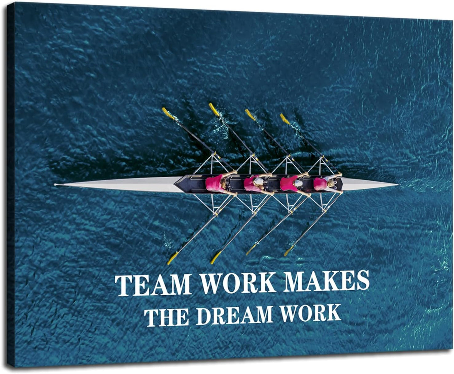 Motivational Canvas Wall Art Team Work Makes The Dream Work Inspirational Painting Positive Quotes Poster Team Pictures Print Wall Decor Artwork for Bedroom Living Room Office Framed[18" W x 24" H]