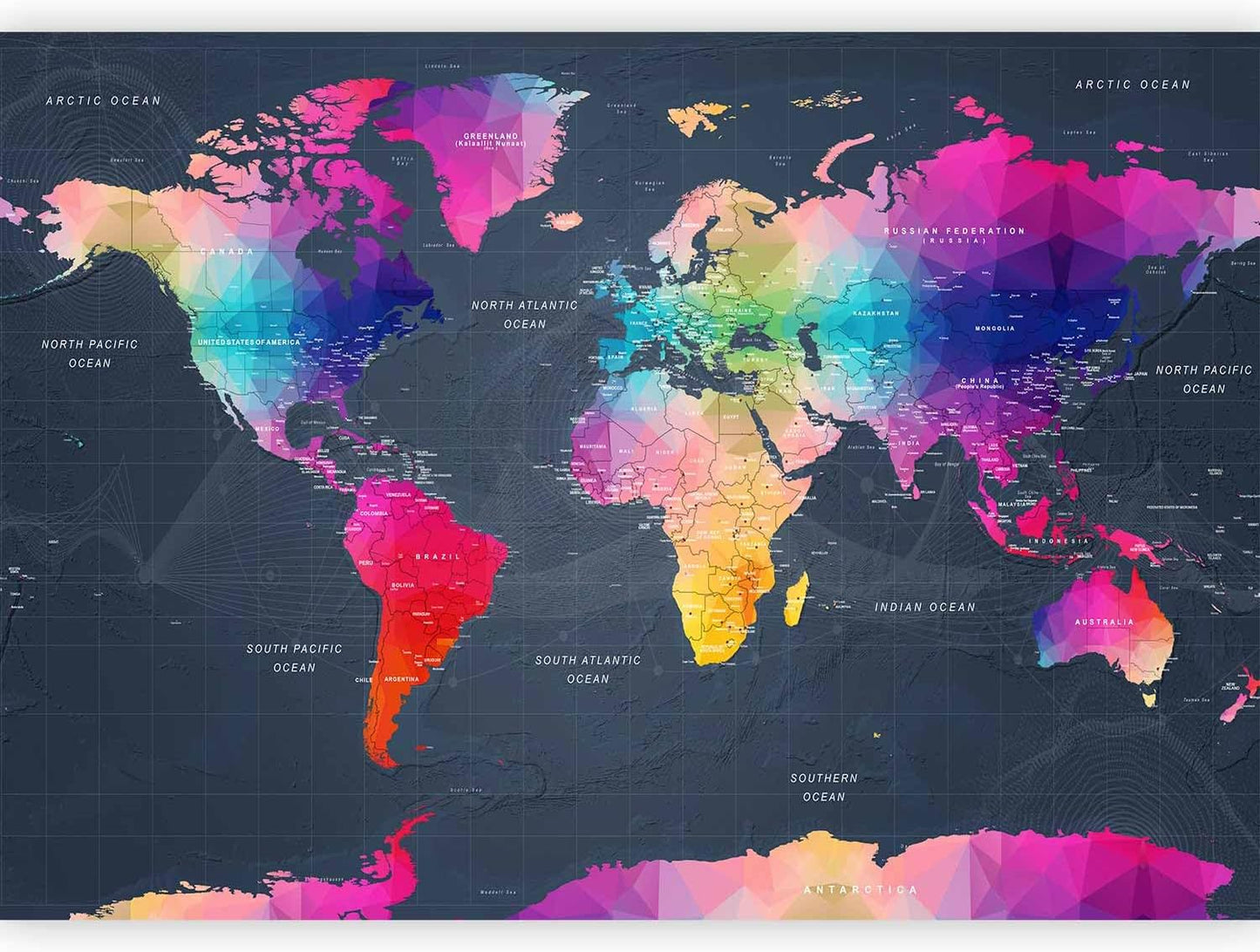 artgeist Premium Wall Mural World Map 79"x55" - XXL Non-Woven Wallpaper Fleece Wall Decor Photo Print Picture Image Design Home Map of The World k-A-0126-a-a