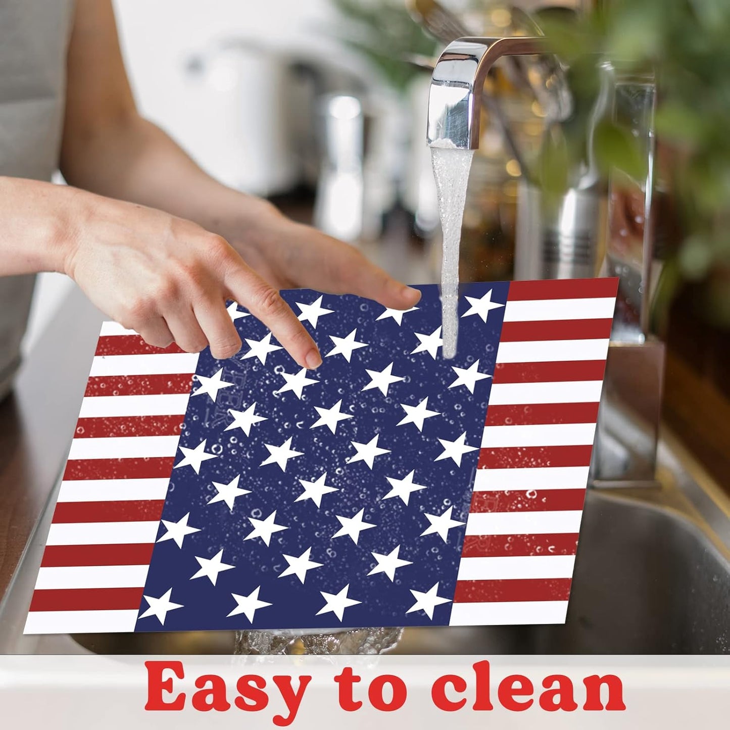 Memorial Day Placemats Set of 6 Patriotic Freedom Stars Place mats Veterans Day 4th of July Plastic Table Mats American Flag Holiday Washable Table Placemats for Party Dining