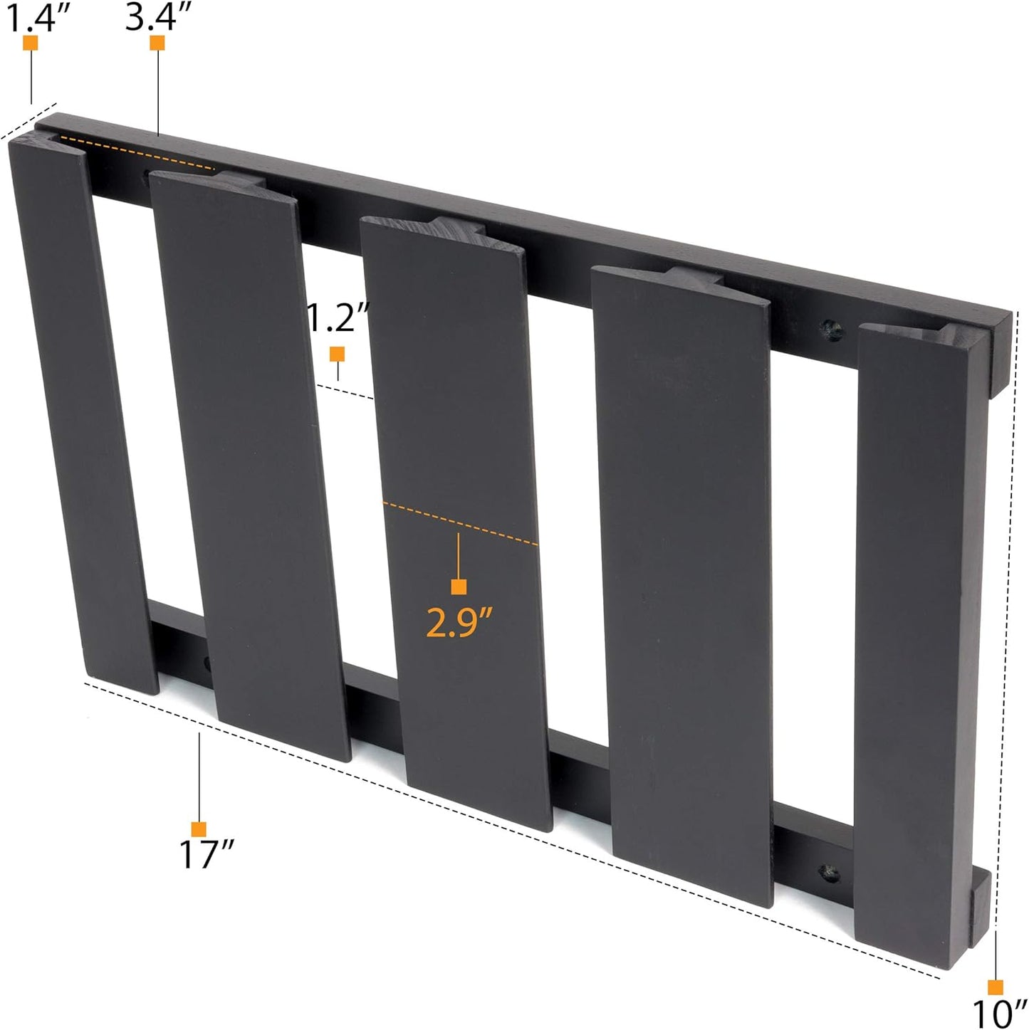 Rustic State Eze 4 Sectional Wood Under Cabinet Wine Glass Holder Wine Glass Rack Hanging Shelf Stemware Bar Organizer - 12 Wine Glass Storage - 10 Inch Deep - Black