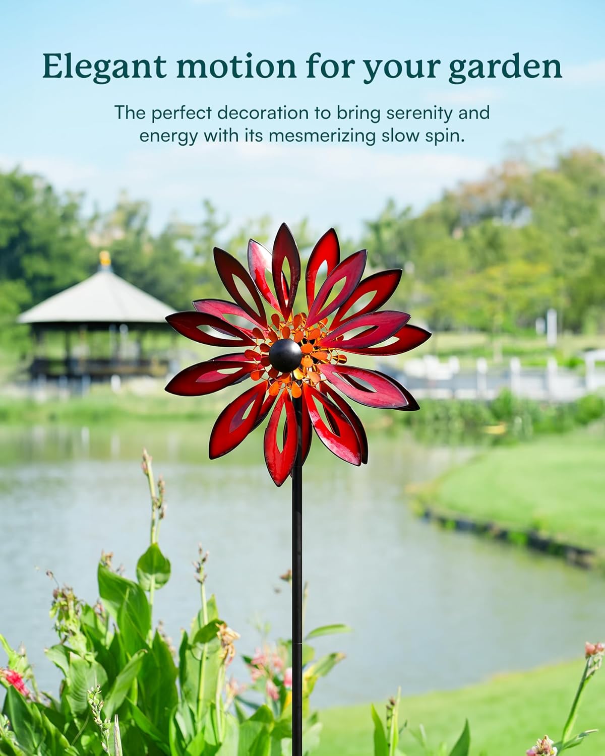 Wind Spinners Outdoor - Large Kinetic Metal Wind Sculptures & Spinners for Yard and Garden, Yard Spinner Decor for Outside (22" W x 83" H)