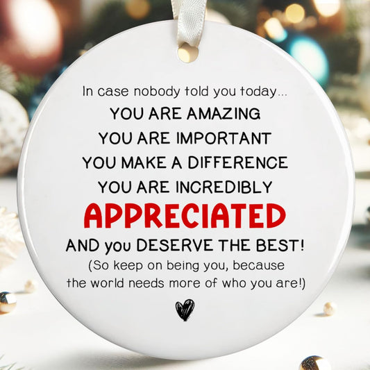 Inspirational Christmas Ornaments, Motivational Christmas Ornaments - Thank You Ornament for Tree - Inspirational Gifts for Women, Motivational Positive Gifts - Ceramic Ornament 2025