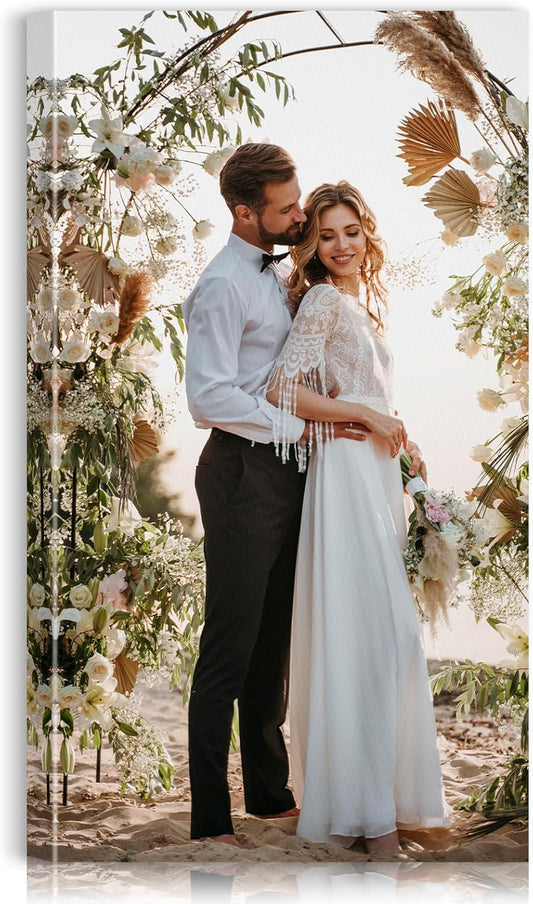 Custom Canvas Prints with Your Photos - Personalized Pictures Print, Customized Photo Gifts, Wall Art Poster Canvas Printing for Wedding, Family, Baby, Pets, Home Office Decor, Wrapped Frame 20x36