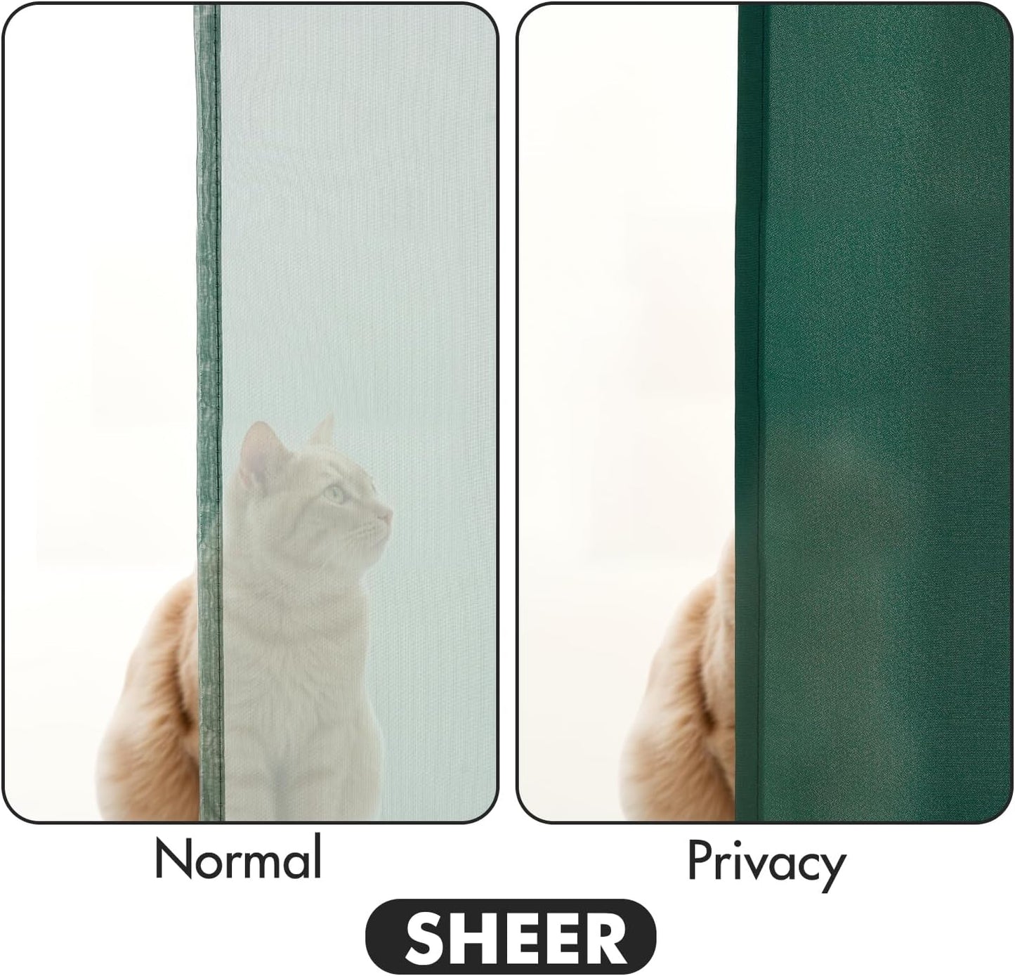 MIULEE Hunter Green Privacy Sheer Curtains That Let Light in 84 Inches Long Non-See-Through Semi Sheer Curtain Light Filtering Window Christmas Drapes for Living Room Bedroom 2 Panels Set 42 X 84