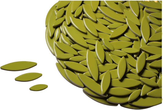 VerzTile Mosaic Tiles for Crafts - Petal Shaped Ceramic Tile Craft Hobbies & Art Projects 39 Color Options Endless Creativity DIY Design (Lime Green)