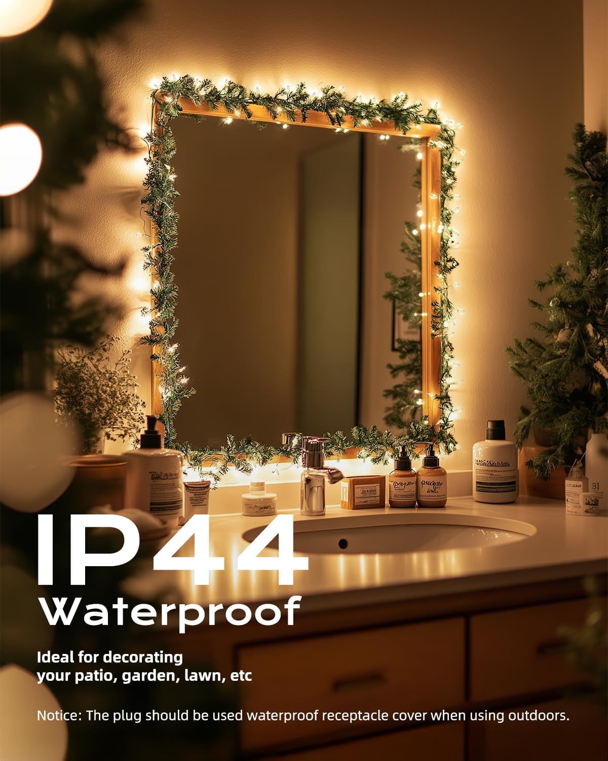 Brightown Christmas String Lights, 100-Count 26.5ft Clear Incandescent Bulb Mini Lights for Indoor Holiday Decor, Christmas Tree Garland Wedding Party Multi-Use Decoration, White Wire