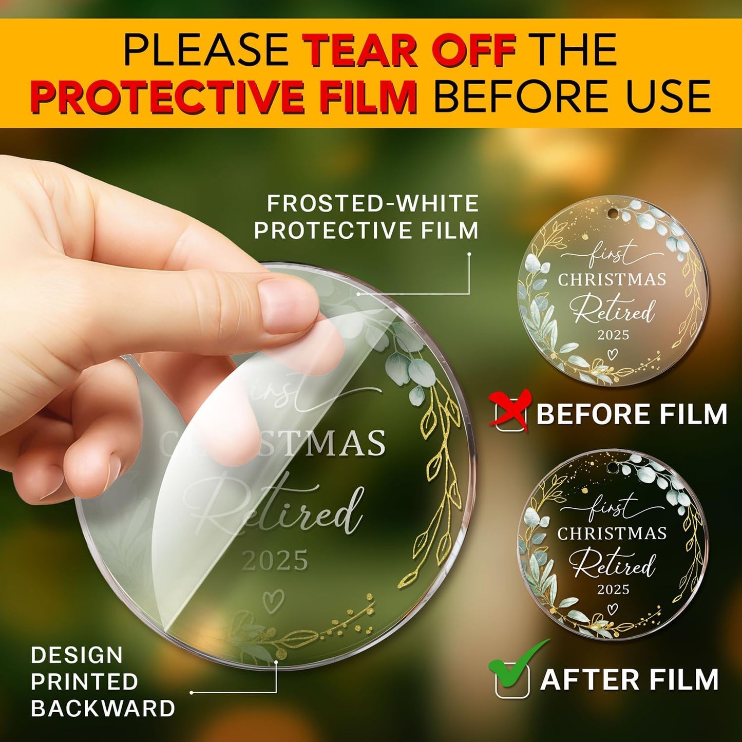 HEXMOZ Retirement Gifts for Women, Men 2025 - First Christmas Retired Ornament 2025 - Retired Gift for Coworker, Boss, Employee, Teacher, Nurse, Woman, Man - Acrylic Ornament Keepsake