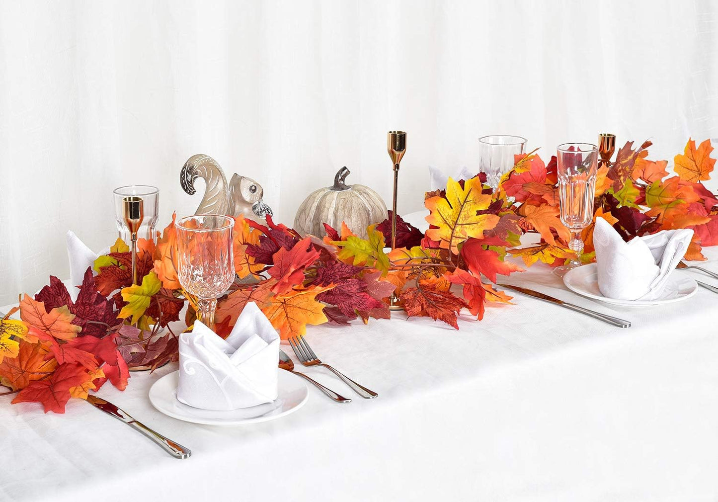 Lvydec 2 Pack Fall Garland Decoration - 5.8ft/Strand Artificial Maple Garland Colorful Leaves Autumn Decor for Home Wedding Party Thankgiving (Mixed Color)