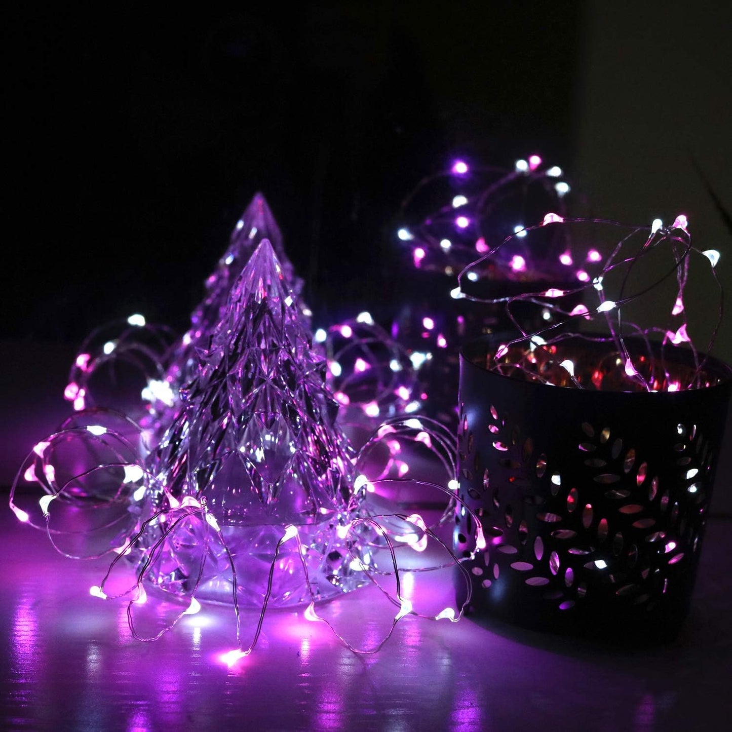 [6-Pack] 7Feet Starry String Lights,Fairy String Lights 20 Micro Starry LEDs On Silvery Copper Wire CR2032 Batteries Included,for Wedding Centerpiece,Party,Christmas Table Decor (Pink White)
