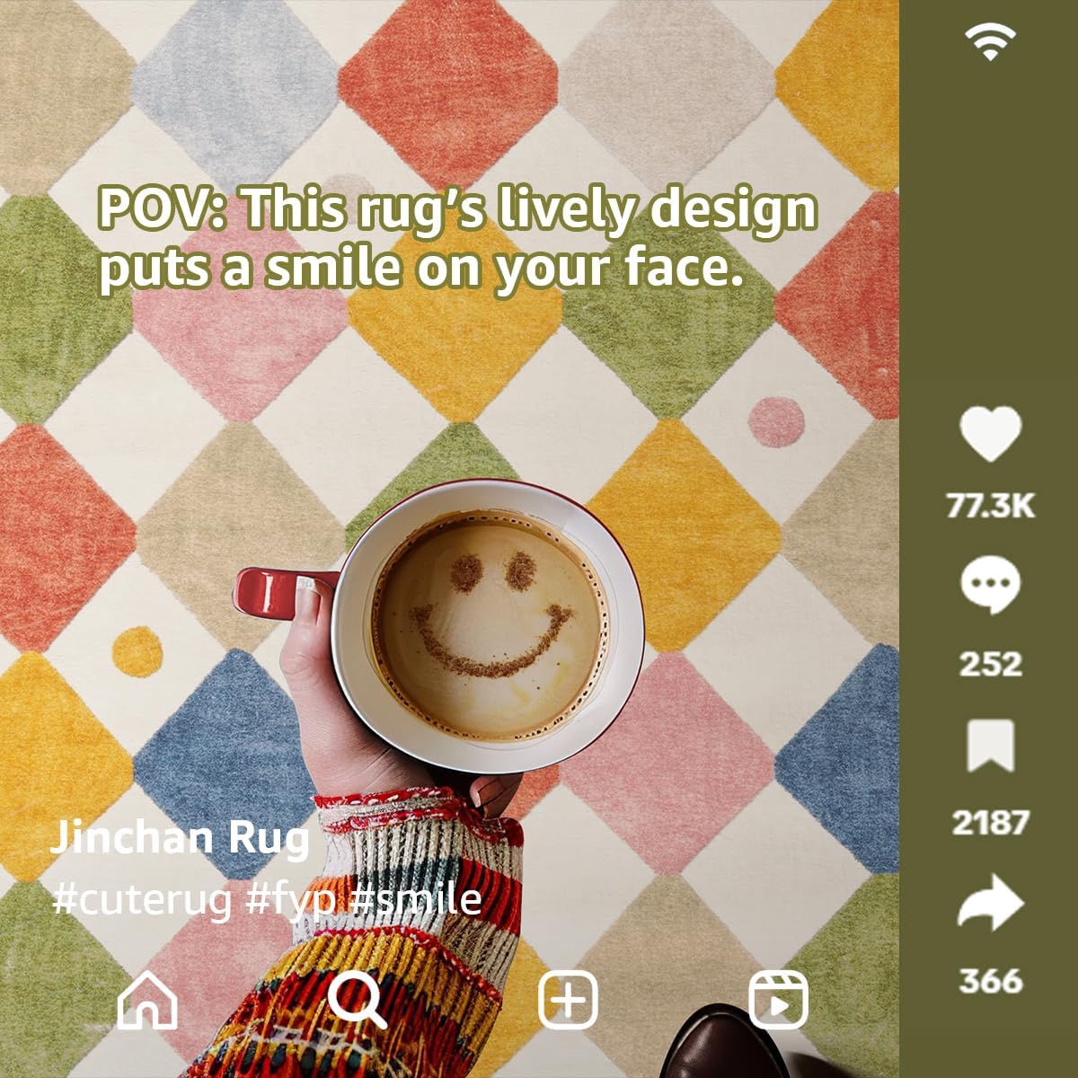 jinchan Area Rug 2x3 Kids Entryway Washable Indoor Doormat Small Soft Non Slip Modern Rug Diamond Carpet for Nursery Room Bedroom Bathroom Circus on Cream