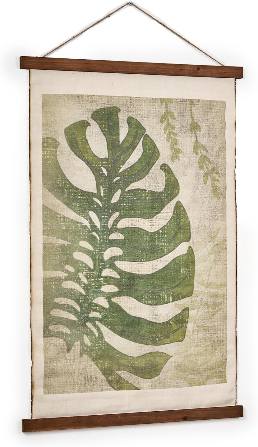 American Art Decor Leaf Wall Scroll Tapestry with Rope