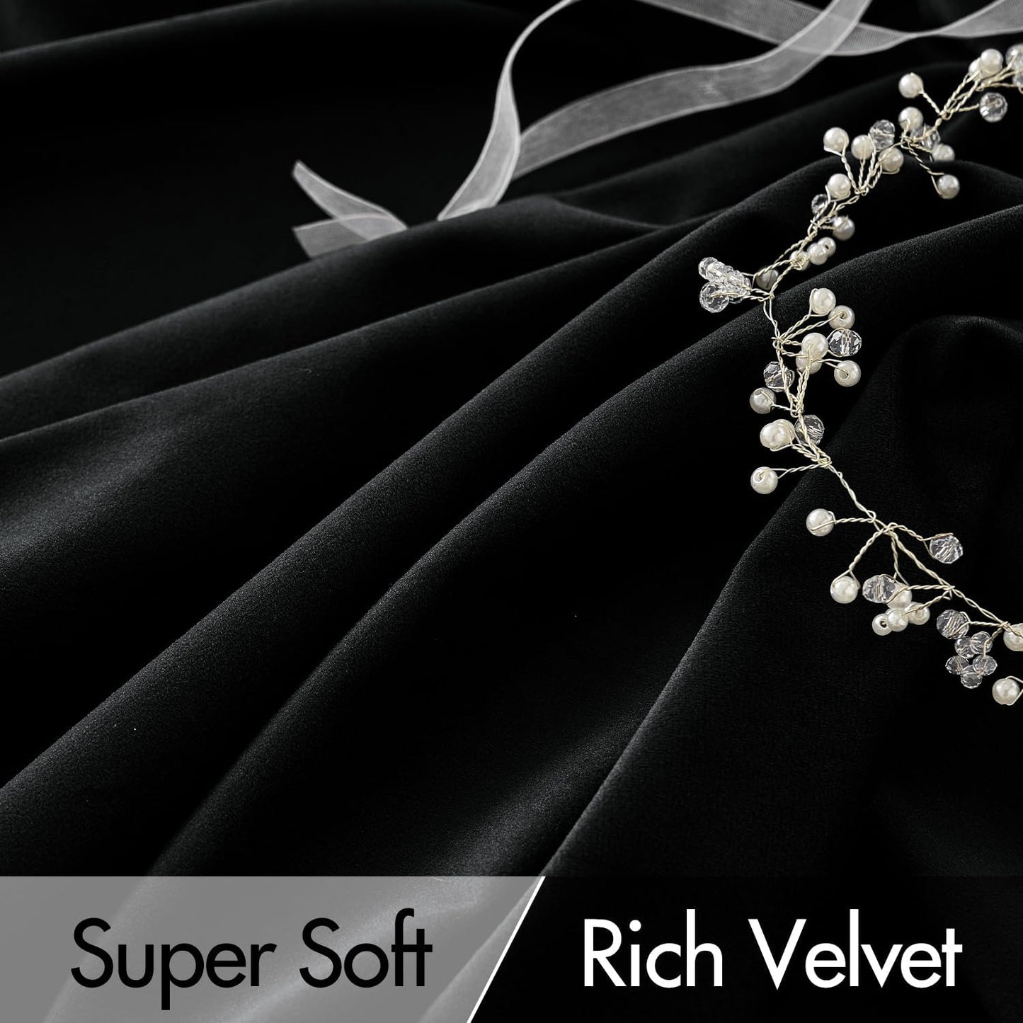 MIULEE Black Velvet Curtains 96 inches Long 2 Panels - Luxury Pinch Pleated Room Darkening Window Drapes for Bedroom Living Room Thermal Insulated Super Soft Blackout, Back Tab Rod Pocket