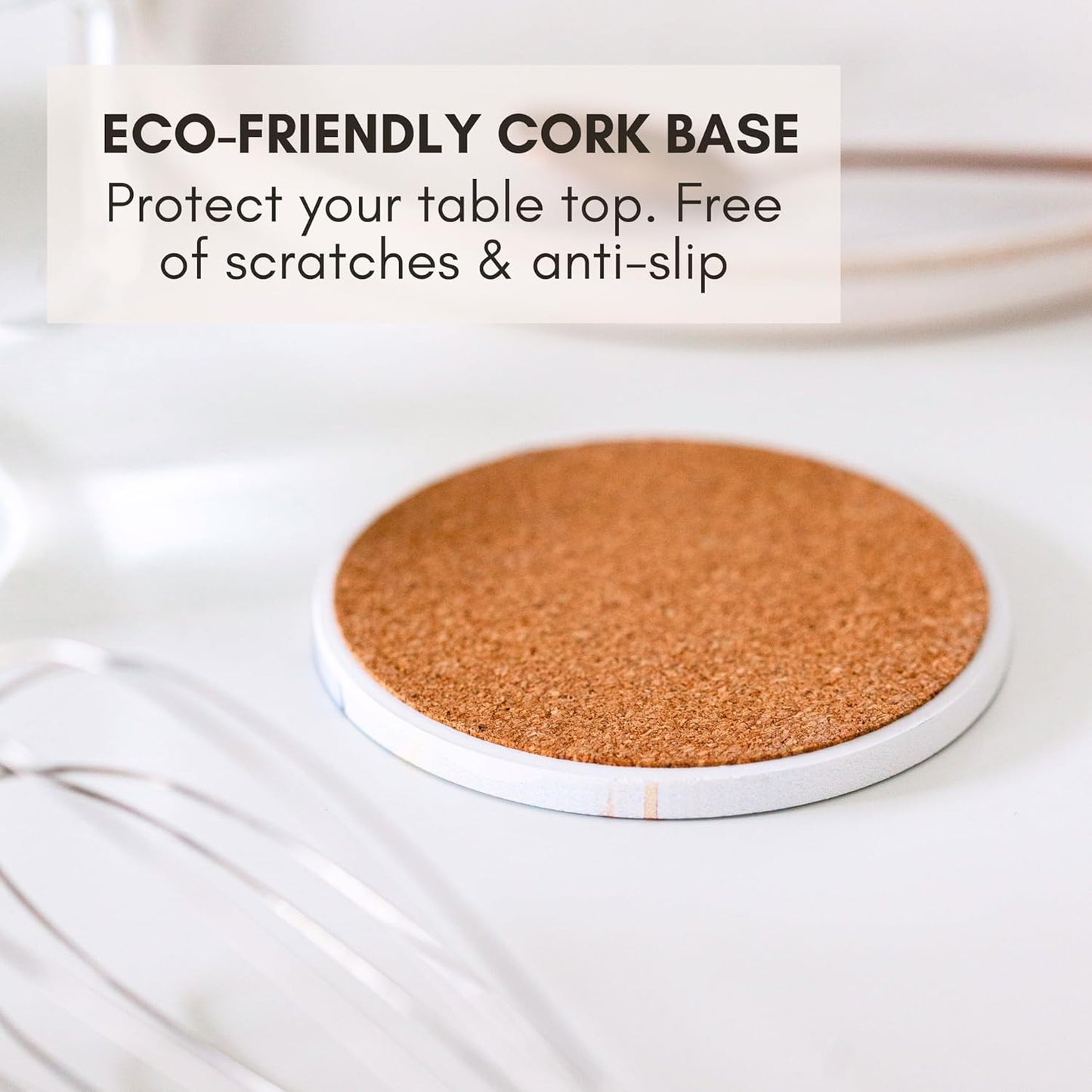 Terrazzo Drink Absorbent Coasters with Holder Set of 6, Ceramic Coaster for Drinks, Coffee Table Decor, Water Absorbing Stone Coaster for Drinks (Mosaic)