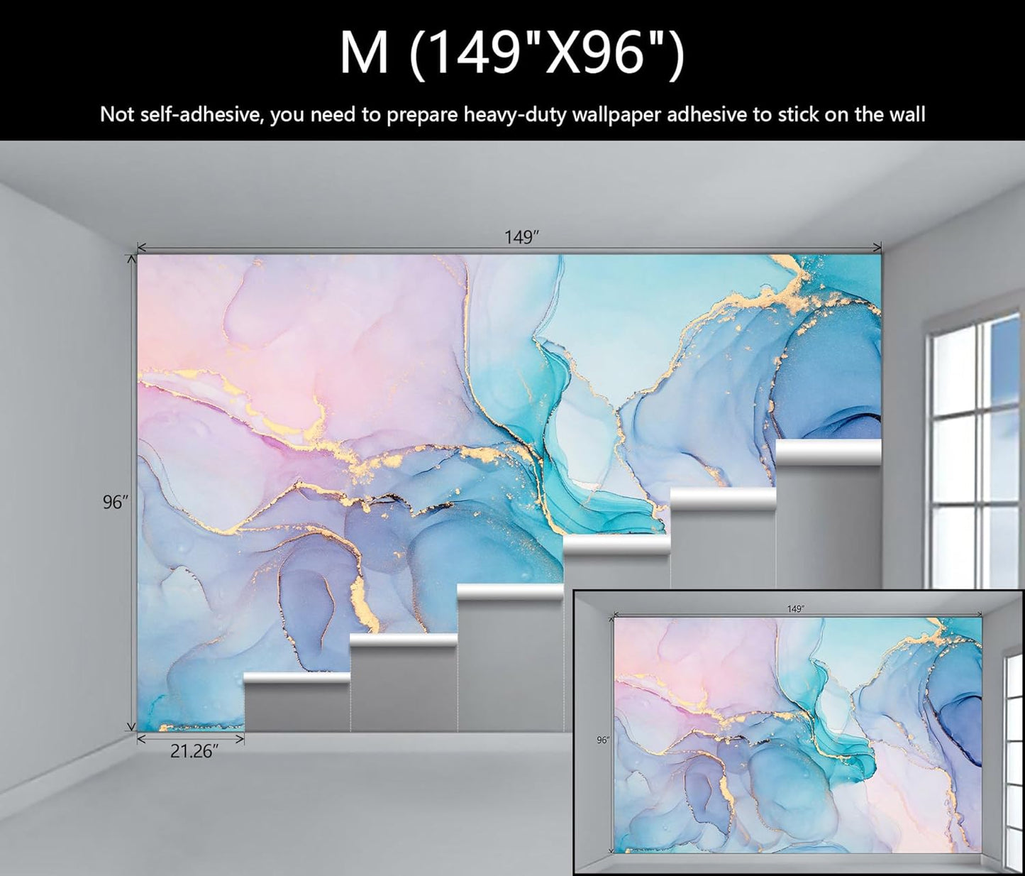 WFBHUA-Marble Wallpaper Mural Abstract Gold Art Background Wall Large Mural for Living Room Bedroom(Not Peel and Stick)