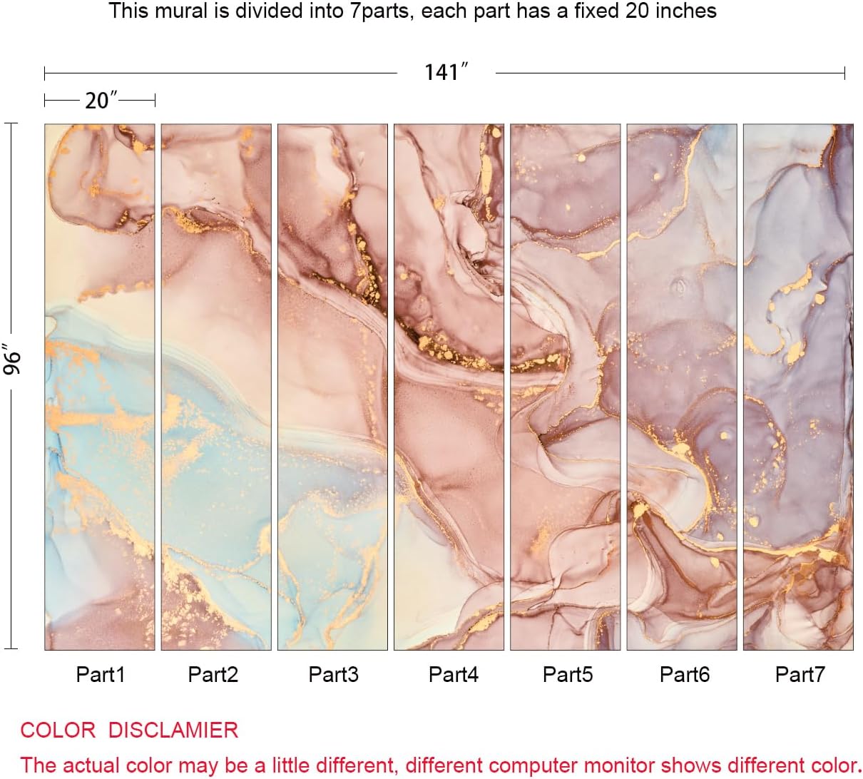 Pink Marble Wallpaper Abstract Texture Wall Mural for Bedroom Living Room (Not Peel n' Stick)