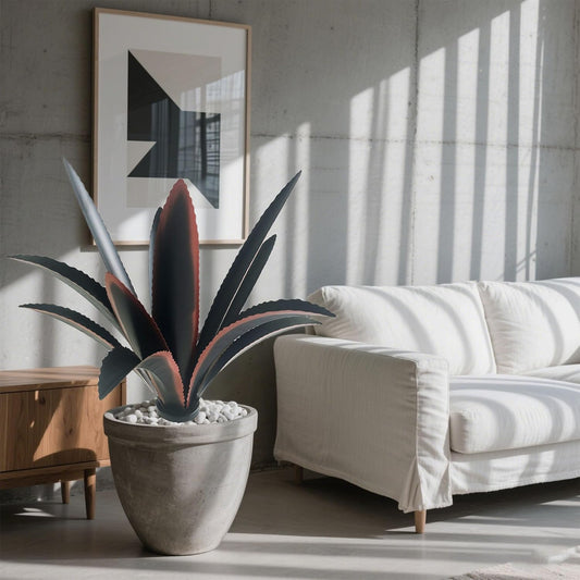 DIY Metal Agave Plant Art Yard Tequila Art Sculpture, Tequila Rustic Garden Sculpture Statue Outdoor Decor,Agave Metal Plants for Yard, Garden Lawn Ornaments (12 Leaves -Black)