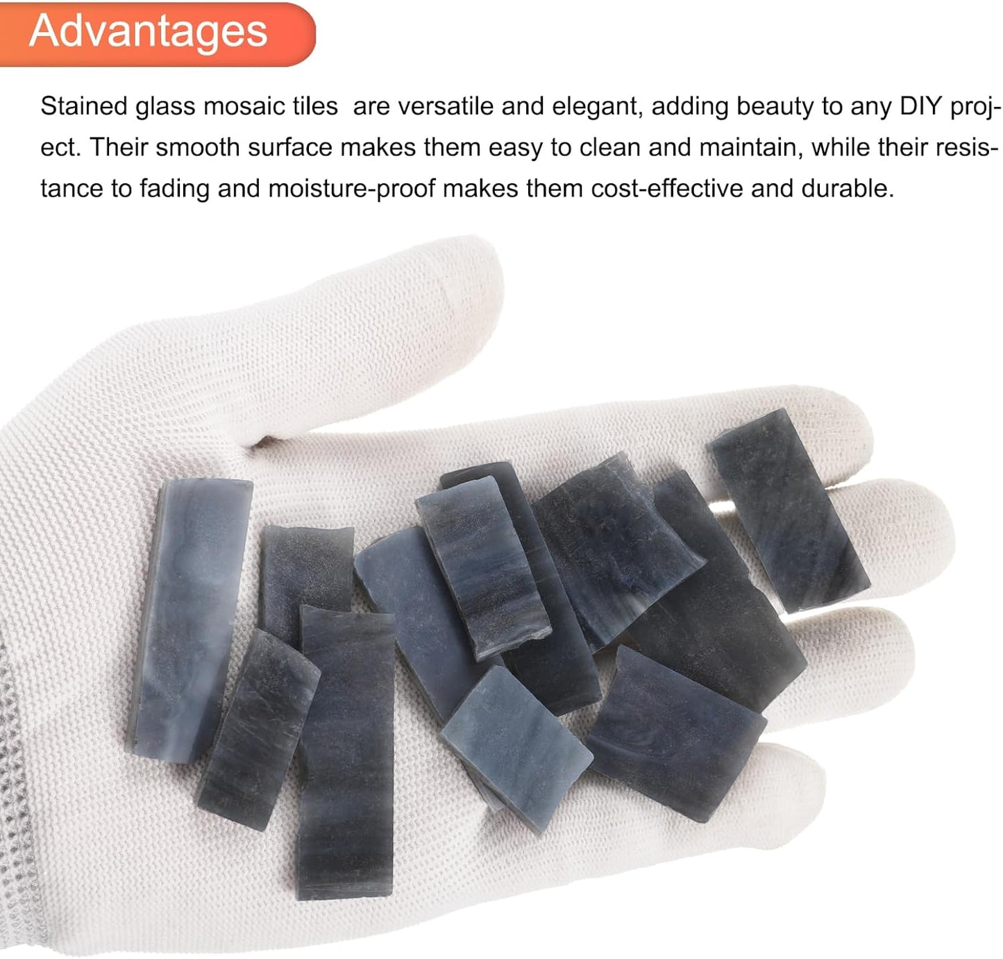 MECCANIXITY Set of 2 Glass Mosaic Tiles for Craft, Stained Glass Mosaic Tiles Bulk for Craft DIY Hobbies Art Project Ink Series