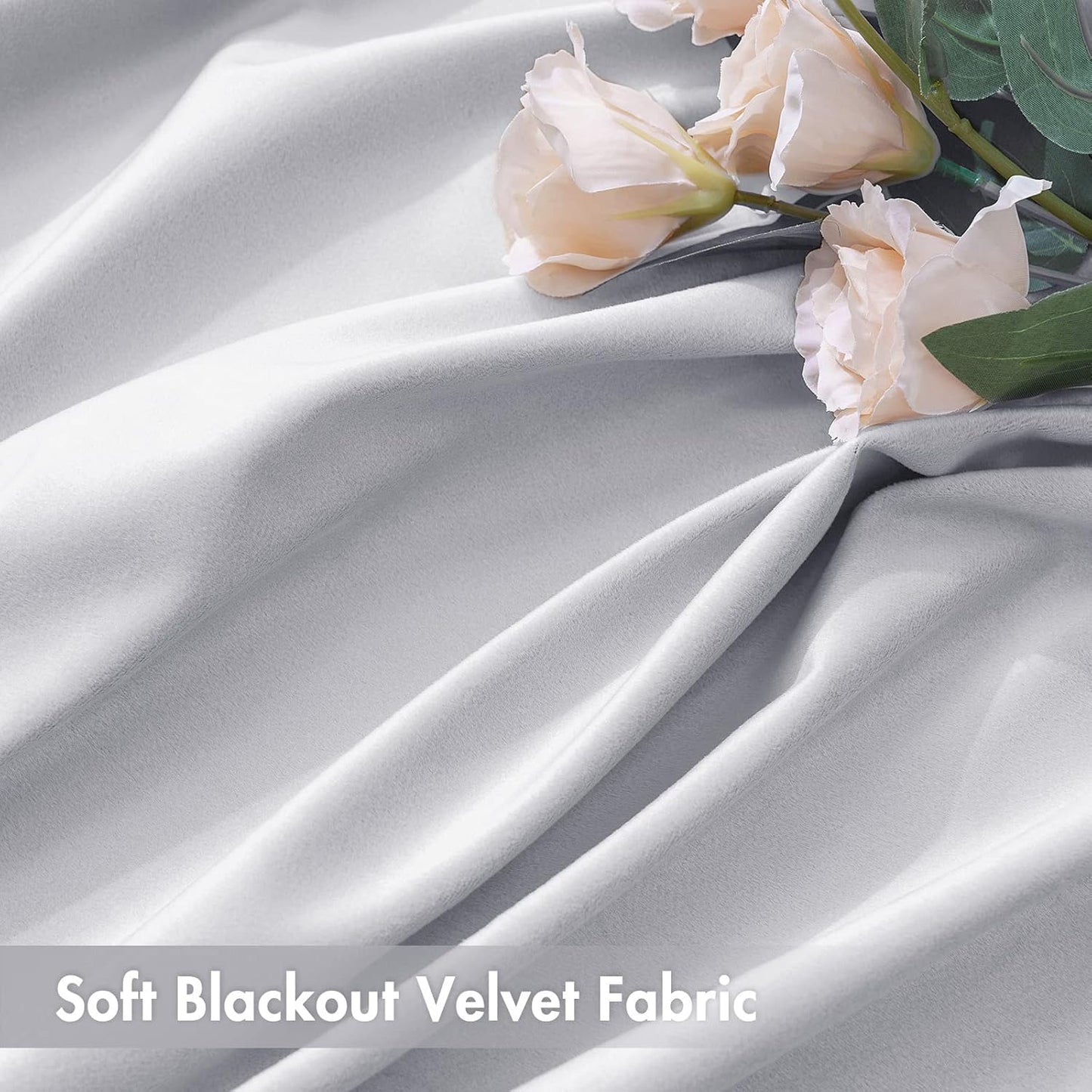 MIULEE Greyish White Velvet Curtains Thermal Insulated Blackout Curtain Drapes for Bedroom Living Room Darkening 72 Inches Long Curtains Panels Rod Pocket Set of 2