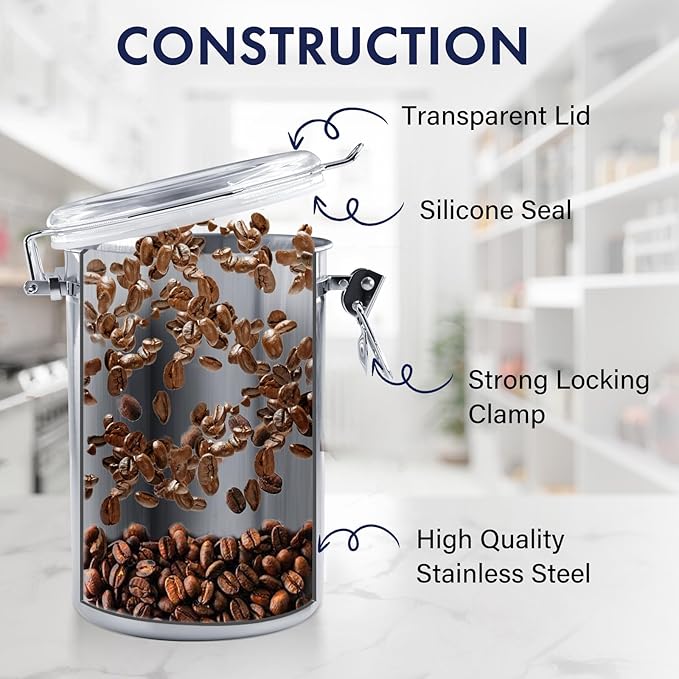 ENLOY 4-Piece Stainless Steel Airtight Food Storage Canister Set with Clear Lid, Containers Sets for Kitchen Counter for Sugar, Flour, Tea, Candy, Cookie, Spice, 28/32/38/65 oz