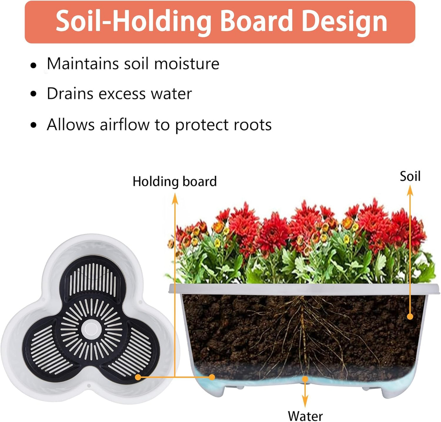 VECELO 5 Tier Vertical Garden Planter, Self Watering Stackable Planters with Wheels for Strawberries, Herbs, Flowers, Vegetables, White