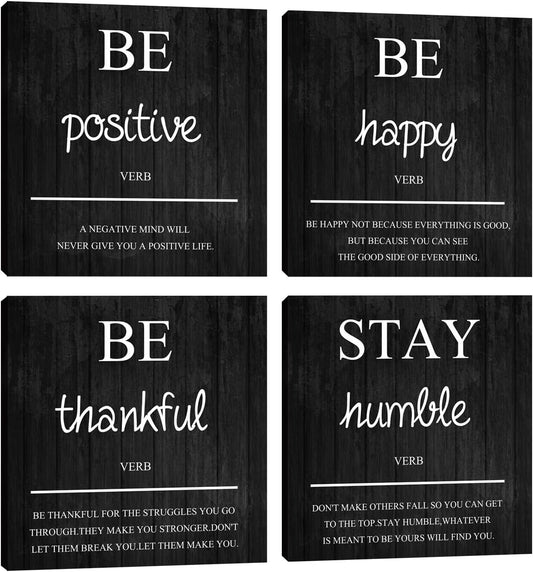 Motivational Office Wall Art Decor Inspirational Framed Canvas Wall Art Poster Prints Inspirational Quotes Office Wall Art for Living Room Bedroom Home Office Wall Decoration 12”X12”X4