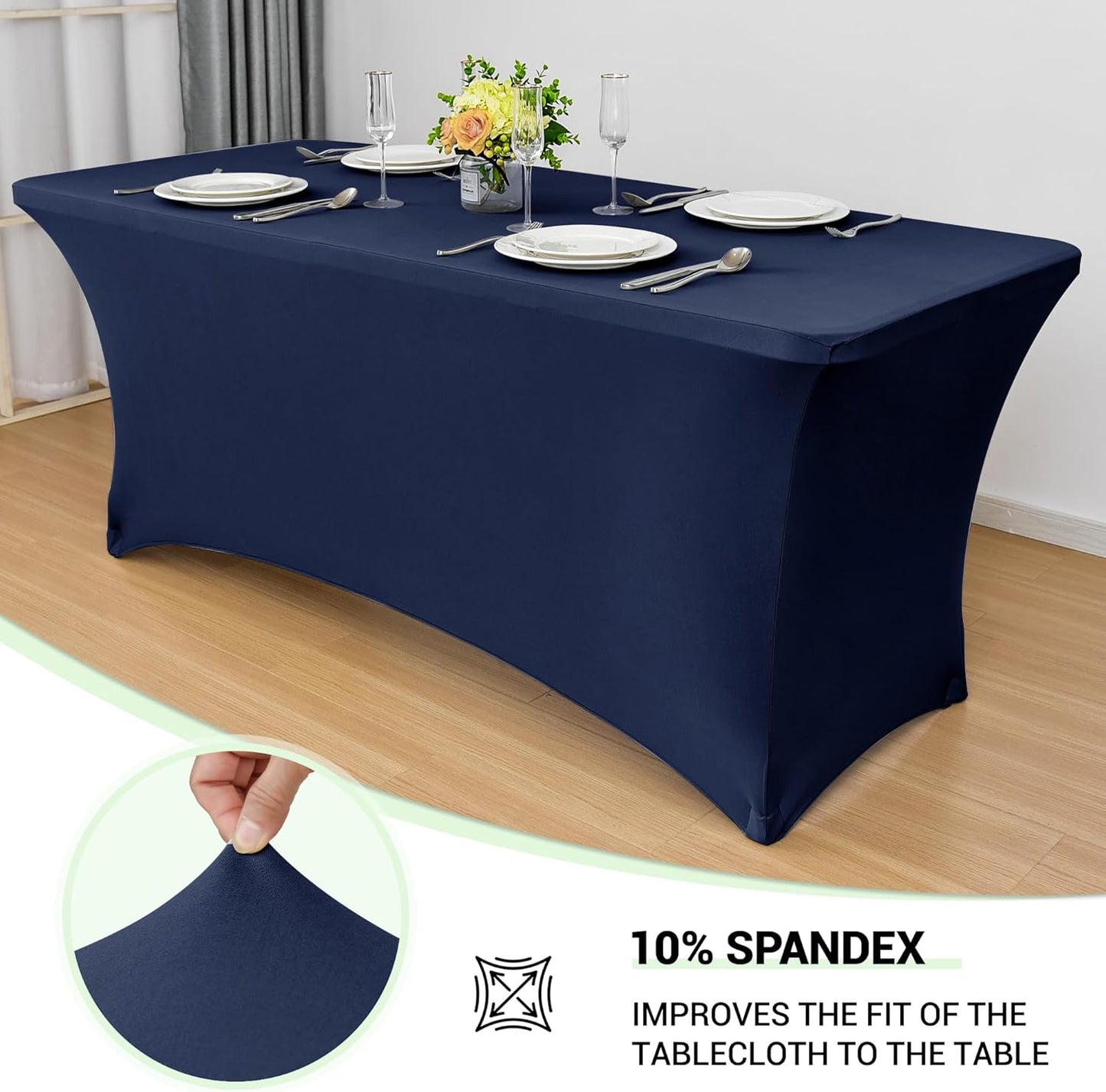 Obstal 4ft Stretch Spandex Table Cover for Standard Folding Tables - Universal Rectangular Fitted Tablecloth Protector for Wedding, Banquet and Party