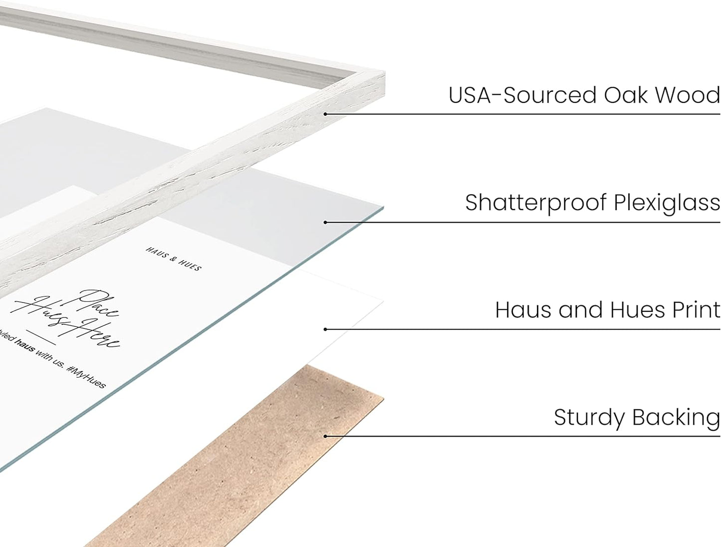 HAUS AND HUES 12x16 White Picture Frames - 12x16 Picture Frame White Photo Frame 12x16, Wood Picture Frames 12x16 Wood, White Frames, 12x16 Frame White Photo Frame 12 x 16 (White Oak Frame)