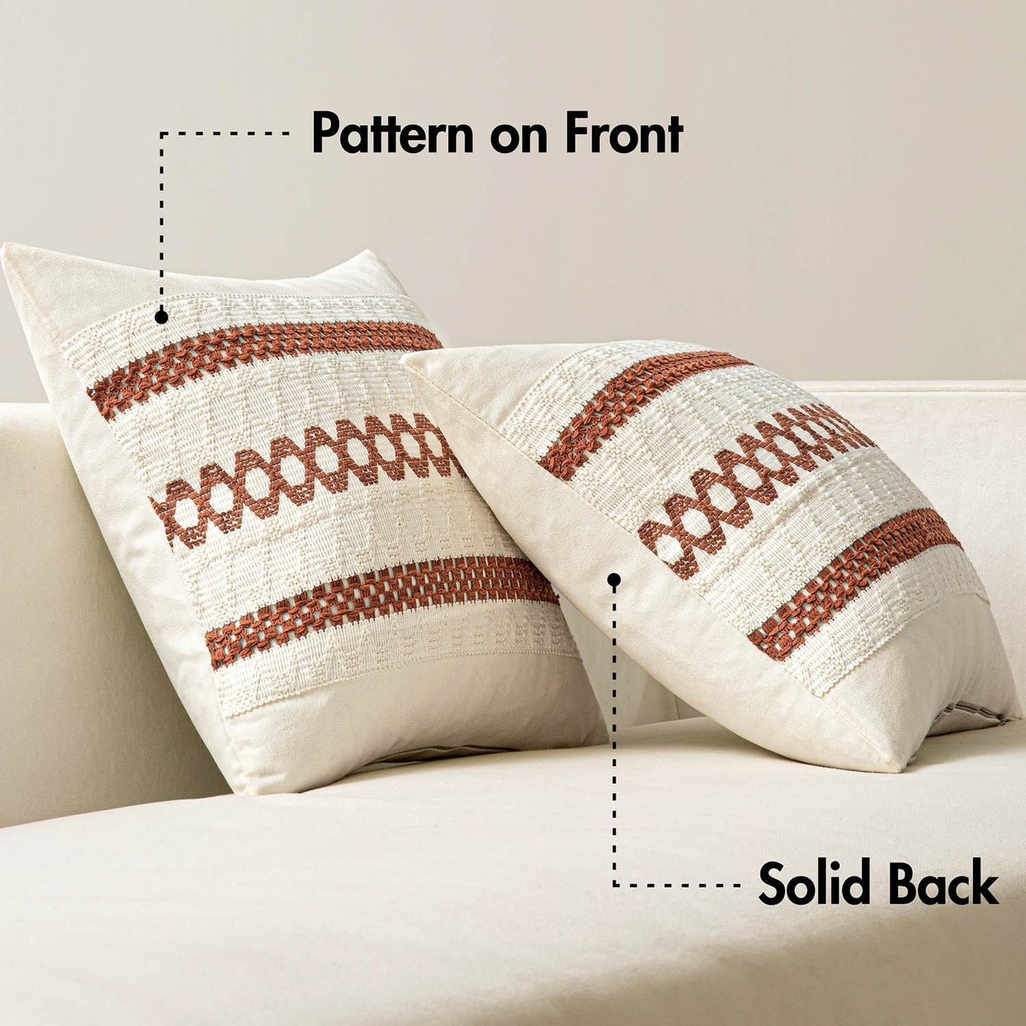 MIULEE Set of 2 Rust Fall Decorative Lumbar Pillow Covers 12x20 Inch Farmhouse Rustic Boho Couch Throw Pillows Modern Cotton Cushion Covers Retro Cute Macrame Woven Home Decor for Bed Sofa Chair