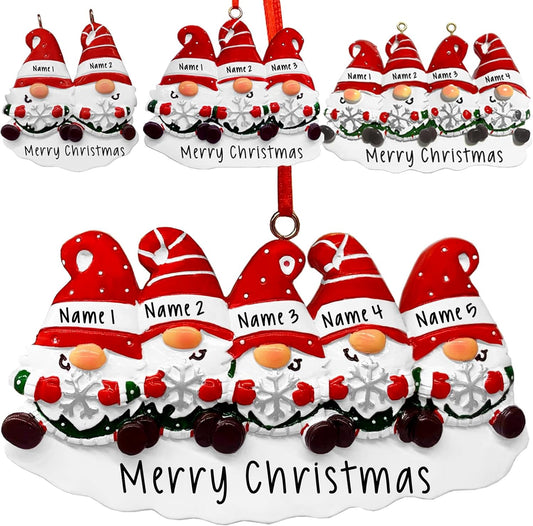 2025 Personalized Christmas Ornaments Family of 2/3/4/5/6,Custom Christmas Gnome Ornaments Deorations with Names,Customized Xmas Ornament Tree Deorations,Personalized Xmas Ornament Gifts