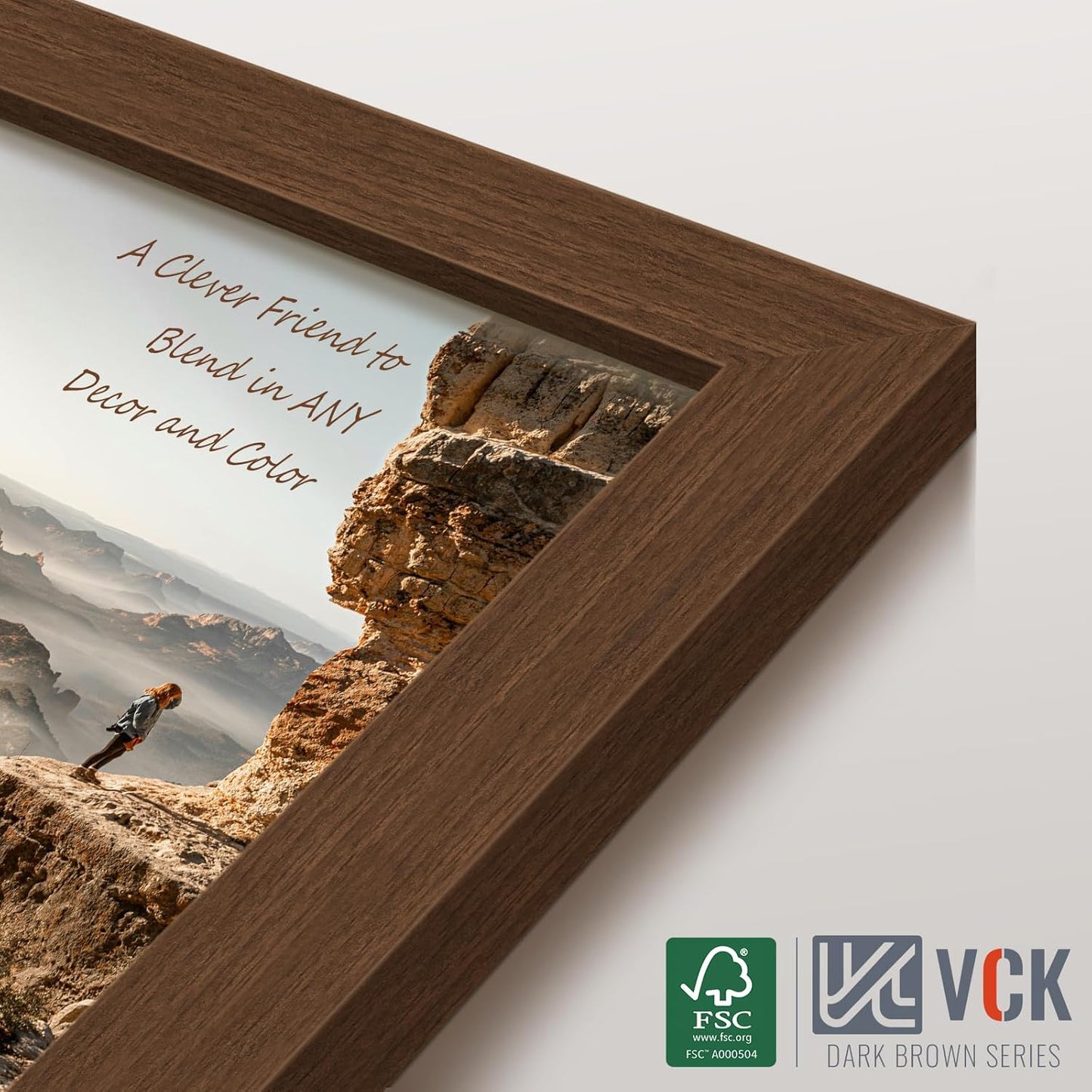 VCK 27x40 Brown Poster Frame 3 Pack, Wood Picture Frame with Exclusive Wood Grain, Wall Mounting Hanging