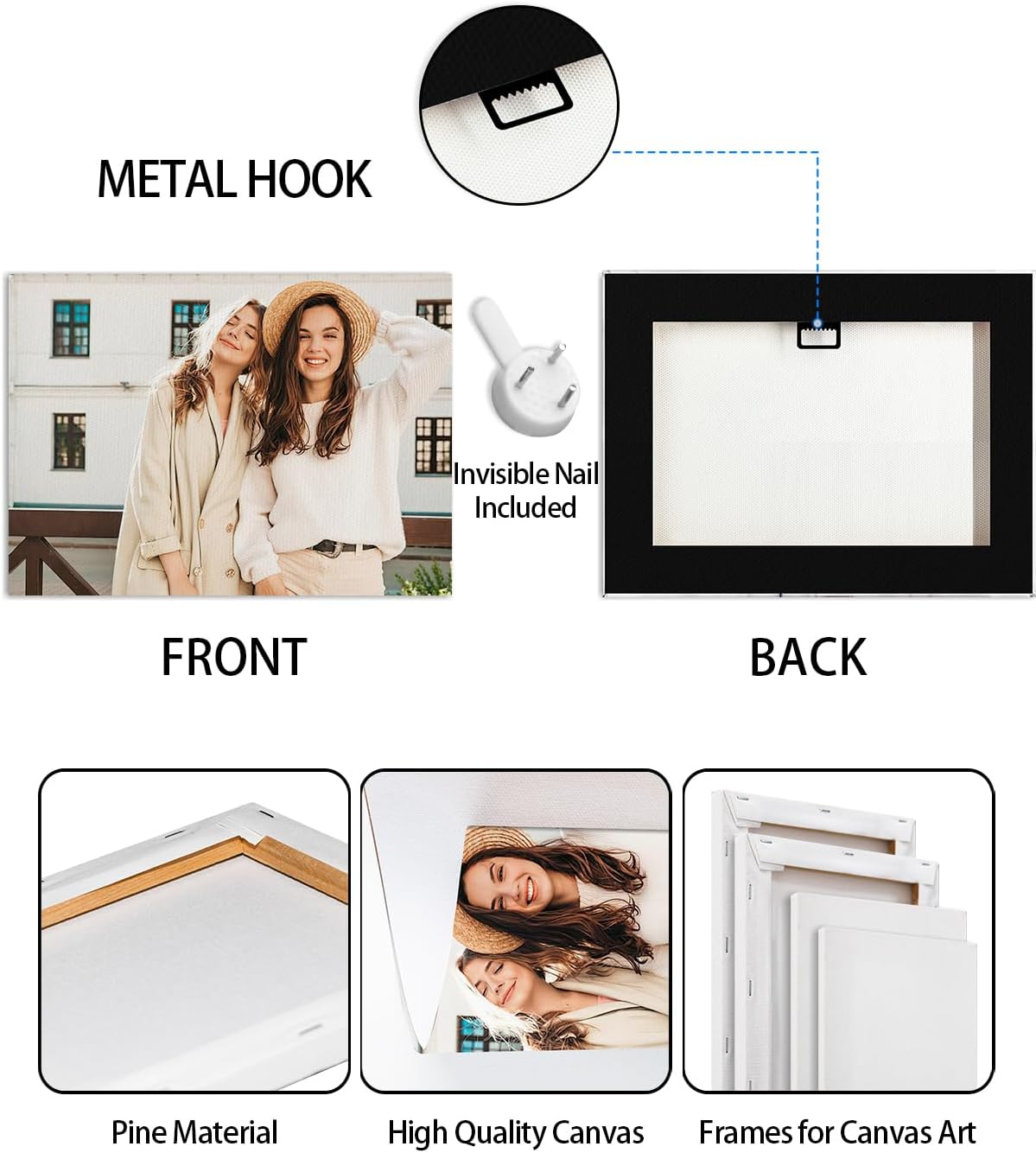 AbcCustomize Canvas Prints with Your Photos，Custom Canvas Wall Art for Bedroom, Living Room, Farmhouse Decor，Personalized Gifts Canvas Prints for Family，Friend，Lover，Pet