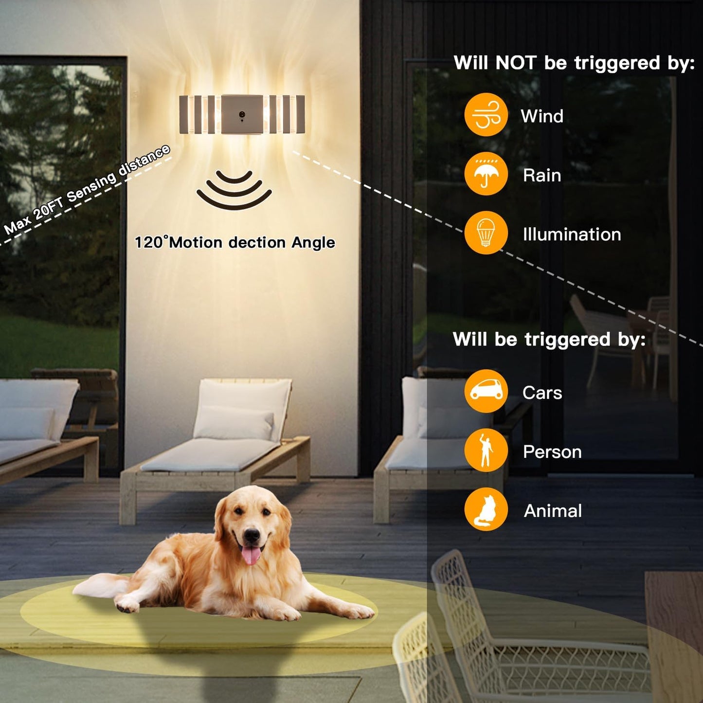 2 Pack Motion Sensor Outdoor Wall Lights with 4 Dimmable Bulbs, Modern White Dusk to Dawn Porch Sconces Waterproof Up Down Exterior Lighting Fixtures, Outside Coach Lamp for House Garage Front Door