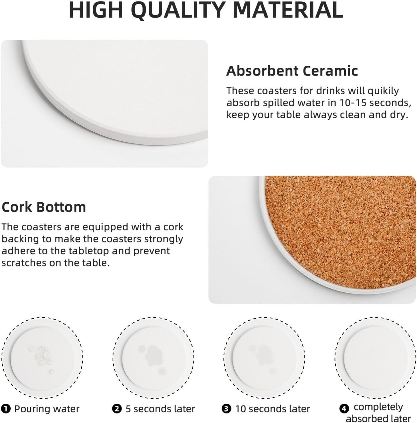 Halloween Coaster for Drinks Set of 6 with Metal Holder and Cork Base Ceramic Drink Coasters Absorbent Cup Mat Non-Slip for Home Kitchen Office Table Decor, 4 Inch