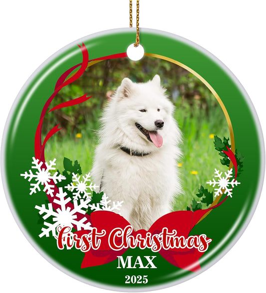Valyria Personalized Christmas Ornament 2025 Custom Pet Memorial Gifts Photo Ornament Dog Cat First Christmas Ornaments Customized Xmas Tree Decorations Keepsake Gift for Dog Lovers, Pet Lovers