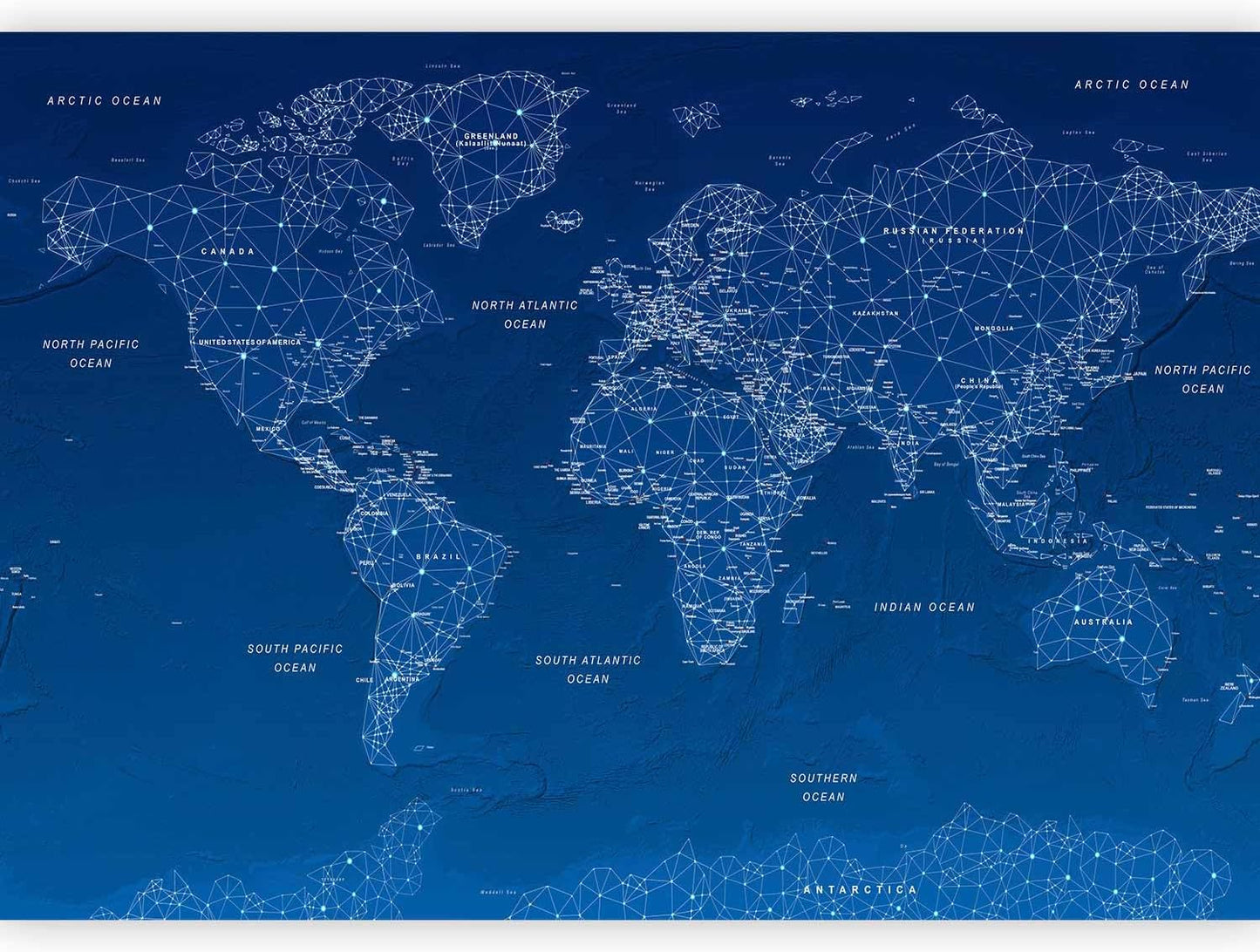 artgeist Premium Wall Mural World Map 138x101 in - XXL Non-Woven Wallpaper Fleece Wall Decor Photo Print Picture Image Design Home Map of The World k-A-0125-a-a