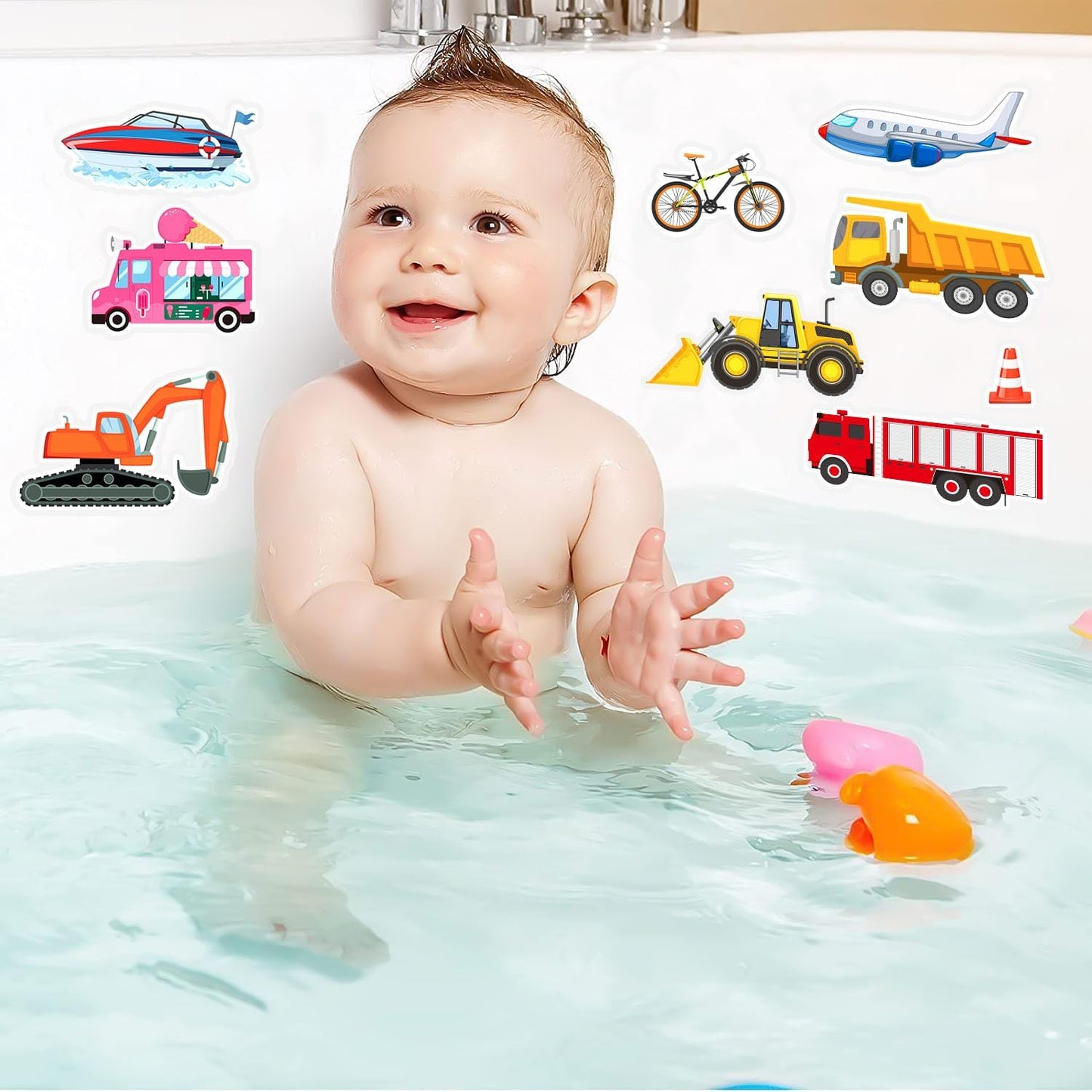 Window Clings Stickers for Kids Window Gel Clings Decals Thick Gel Clings Toddlers and Adults Classroom Home Nursery Airplane Birthday Party Supplies (City Transportation)