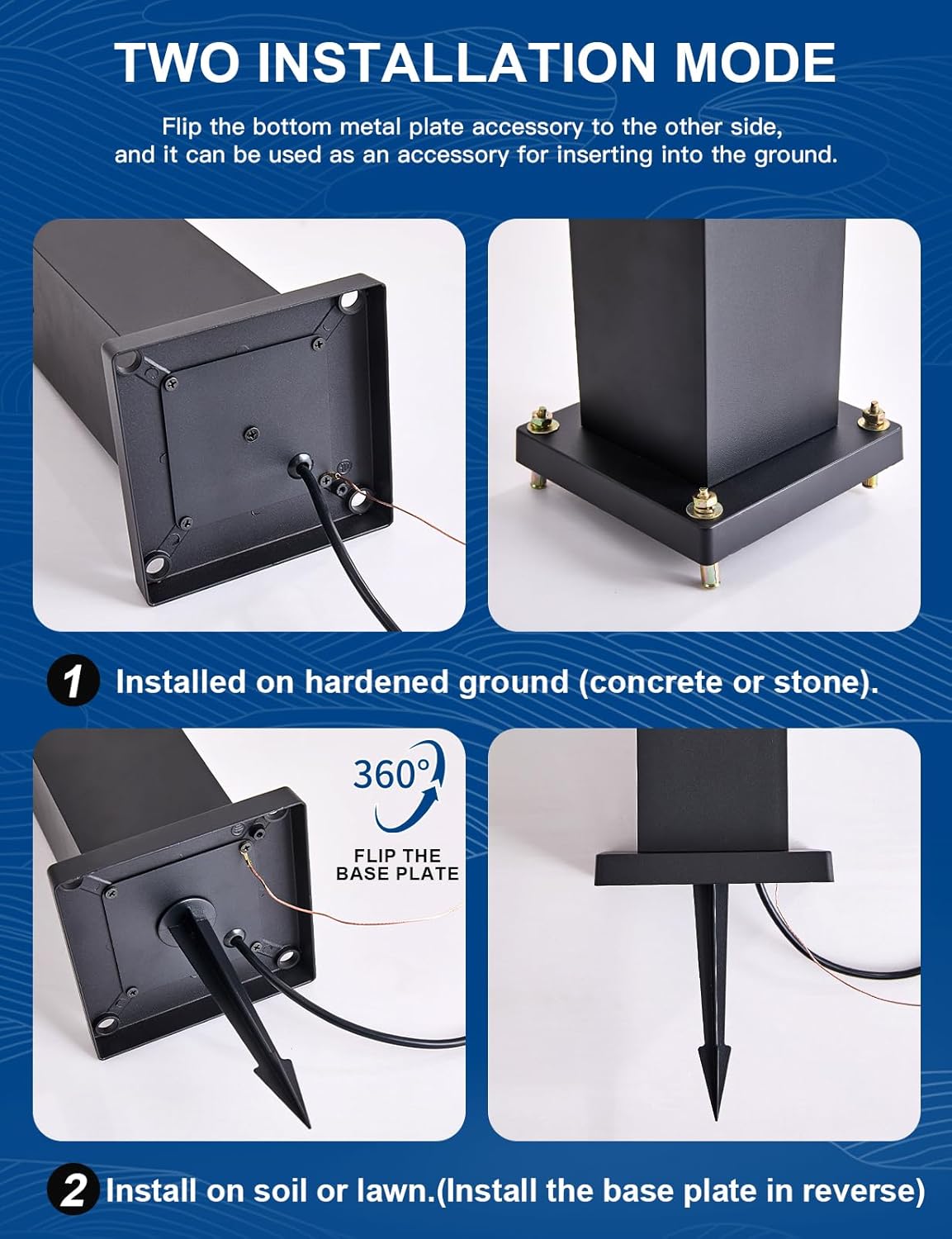 2Pack Motion Sensor Outdoor Floor Lamps Pathway Lights Dusk to Dawn Exterior Pillar Lamps Black Aluminum Poles Lights for Outside, Modern Landscape Path Lamp for Patio, Yard, Garden, Pathway, Driveway