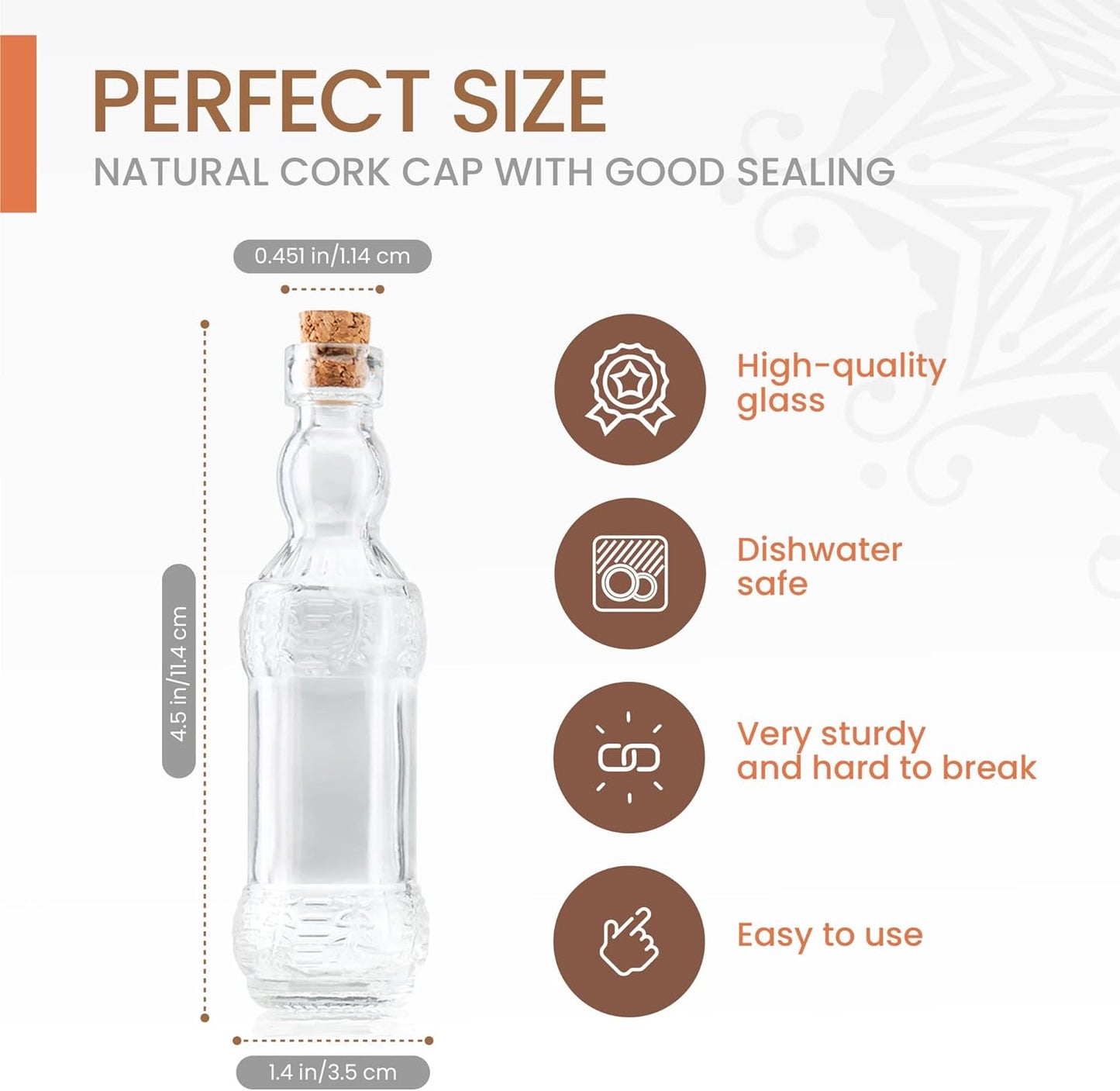 Small Mini Clear Vintage Glass Bottles with Corks, Mini Vases, Decorative, Potion, Assorted Design Set of 12 pcs, 4.6 Inch Tall (11.43cm), 1.4 Inch Wide (3.56cm)