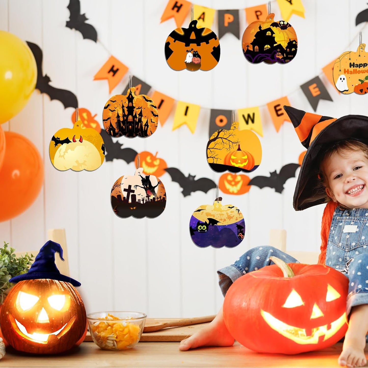 90 Pcs Thanksgiving Pumpkin Wooden Cutouts Unfinished Wood Crafts Pumpkin Wooden Pumpkins Ornaments to Paint Decorations DIY Blank Fall Pumpkin Shapes Discs Halloween 3.9x3.5 Inch