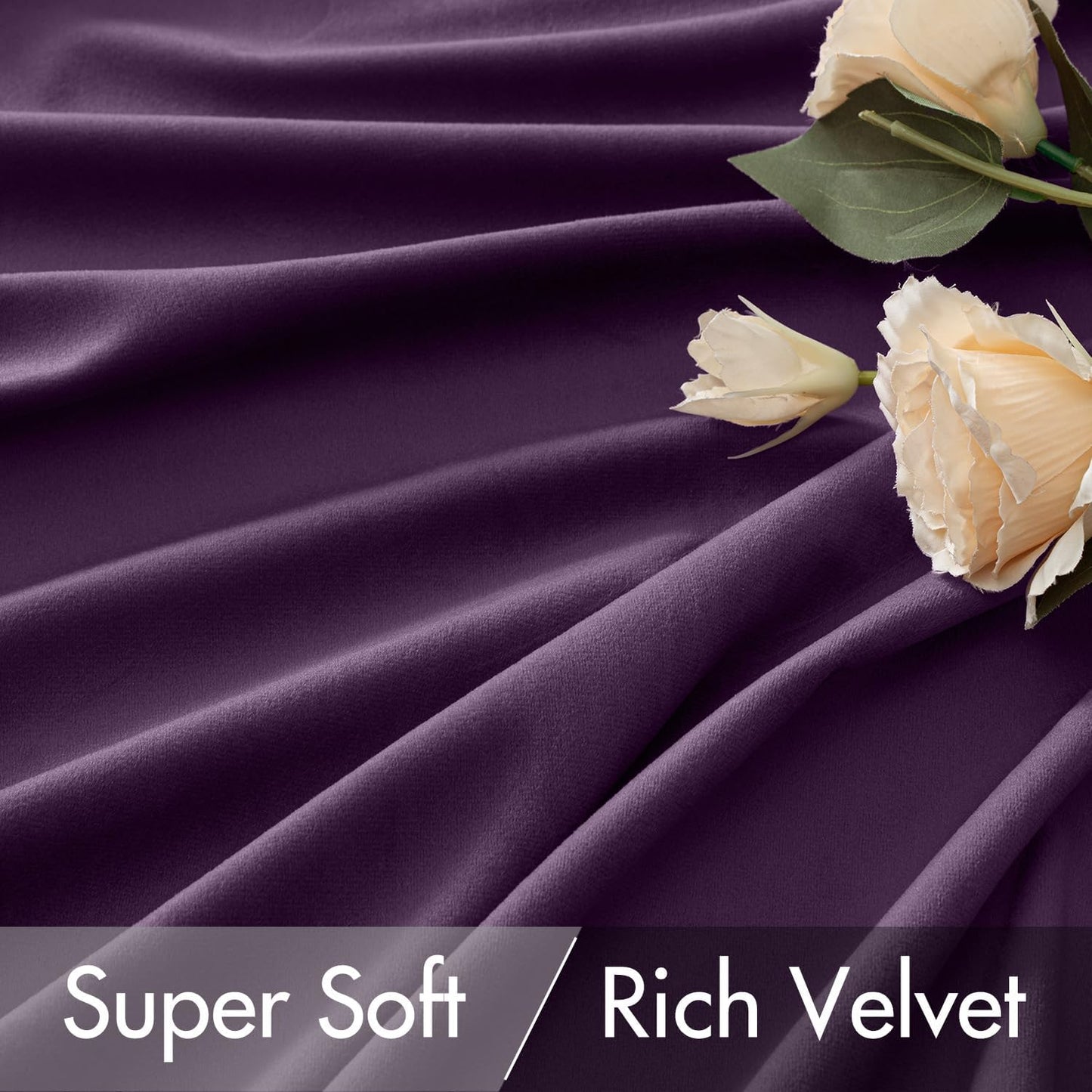 MIULEE Purple Velvet Curtains 96 inches 2 Panels - Luxury Room Darkening Window Drapes for Bedroom Living Room Thermal Insulated Super Soft Blackout, Back Tab Rod Pocket Pinch Pleated, W52 x L96
