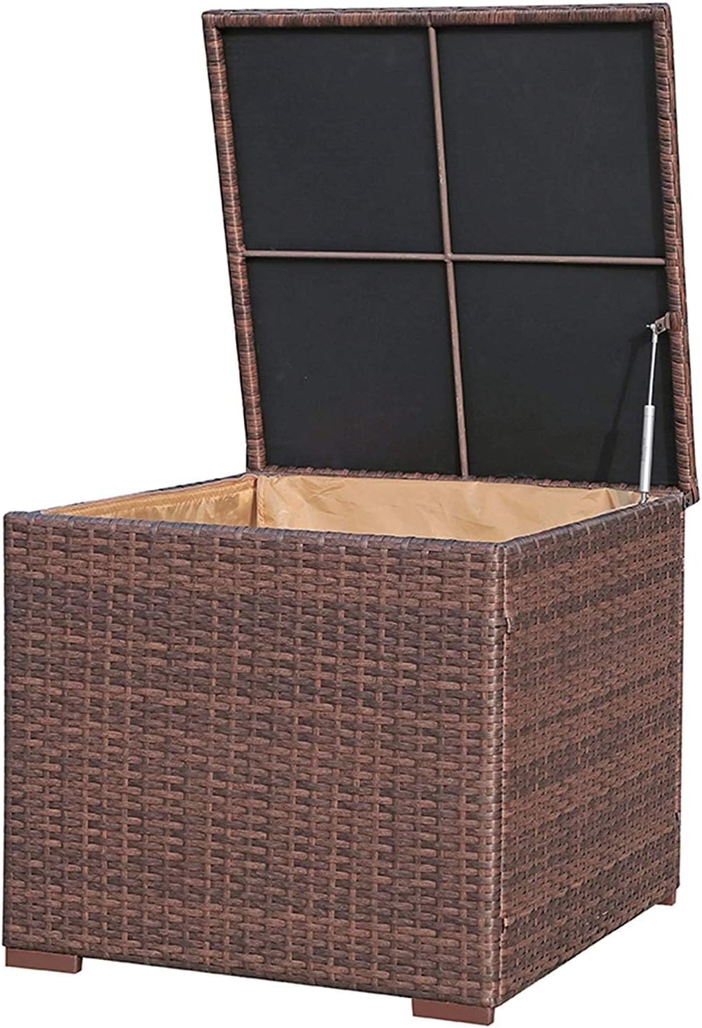 Super Patio Wicker Outdoor Patio Storage Box Waterproof, Rattan Storage Bin Deck Box for Cushions, Garden Tools, 88 Gallon, Brown